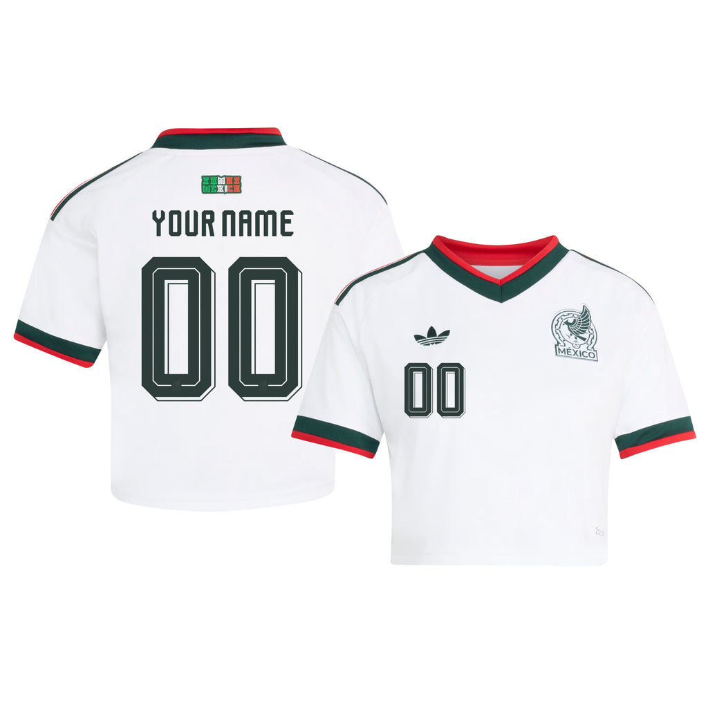 Mexico 2026 Away Personalized Women's Cropped Jersey - White