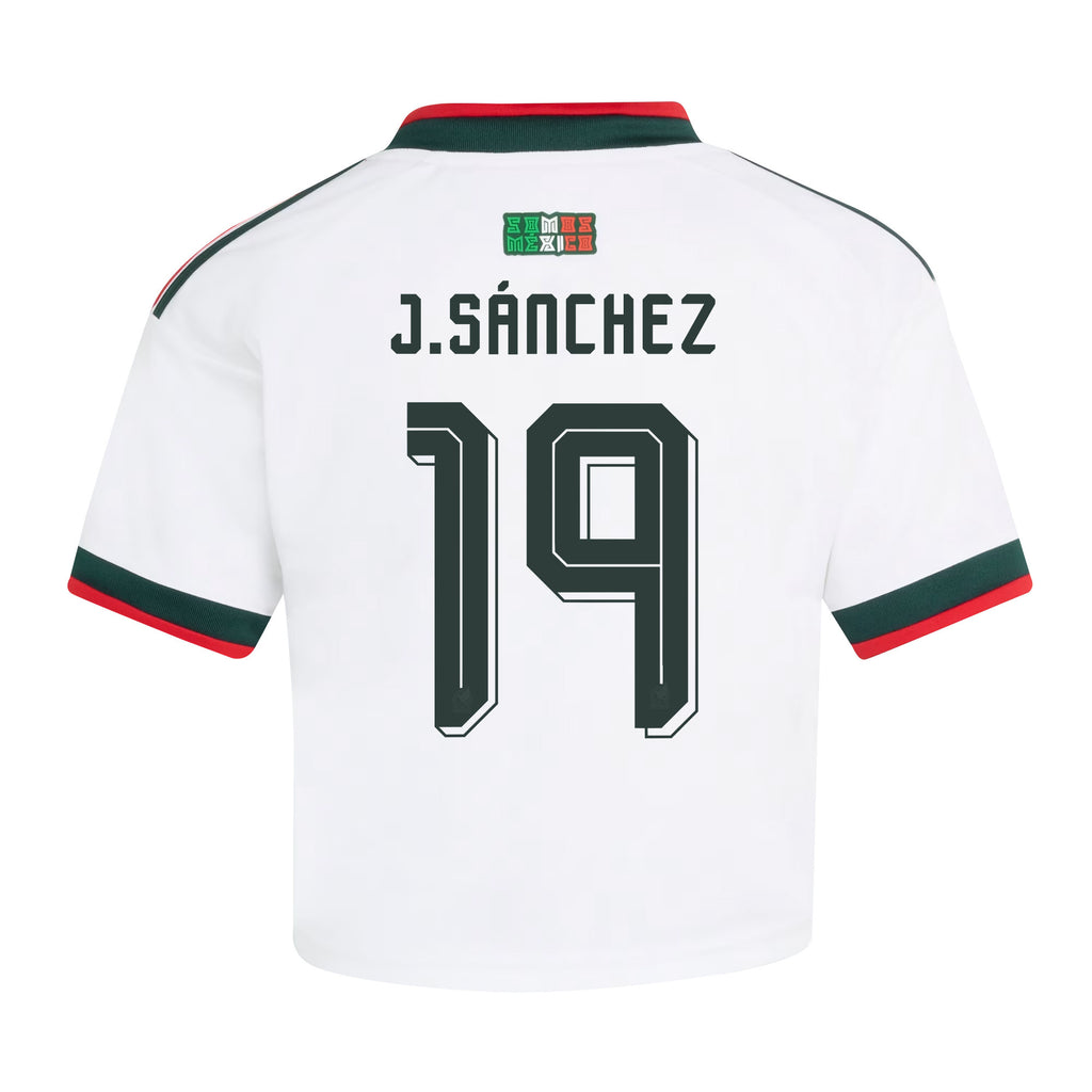 Jorge Sánchez 19 Mexico 2026 Away Women's Cropped Jersey - White