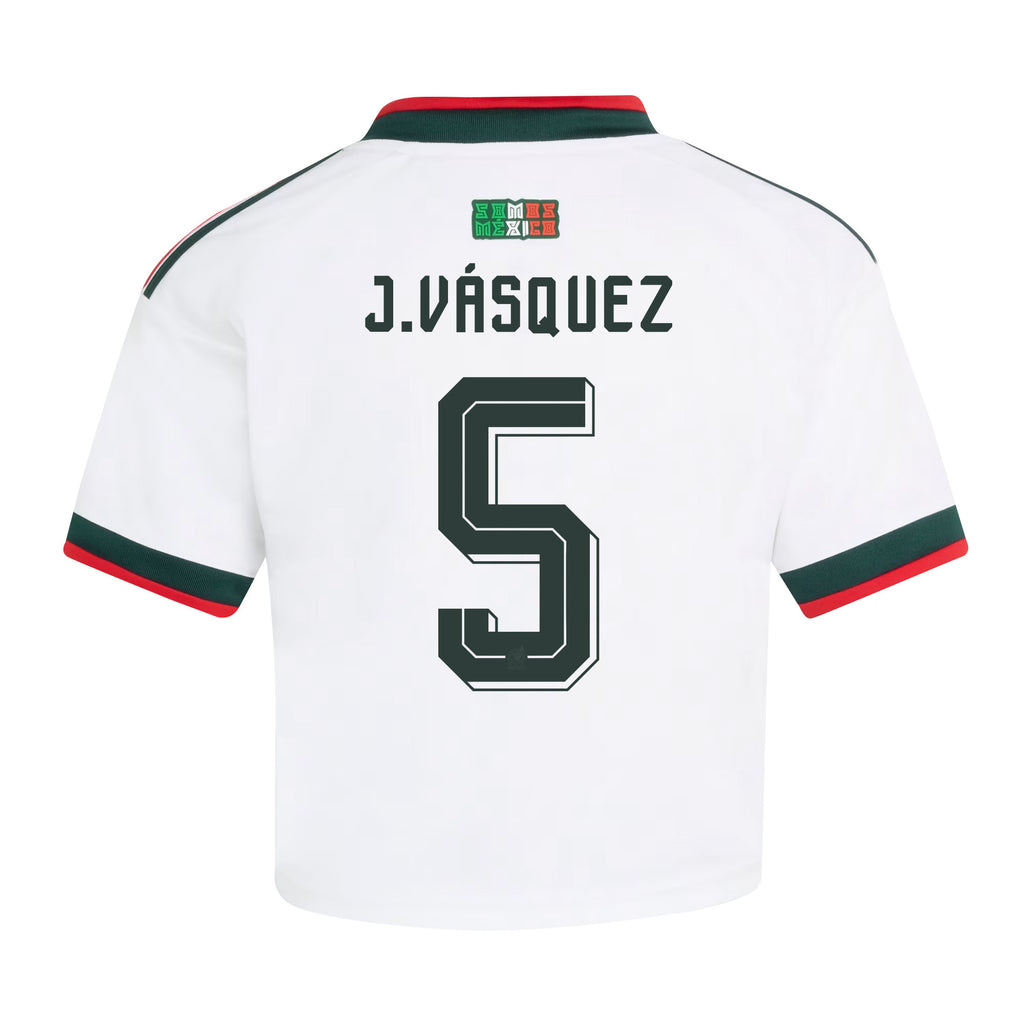 Johan Vásquez 5 Mexico 2026 Away Women's Cropped Jersey - White