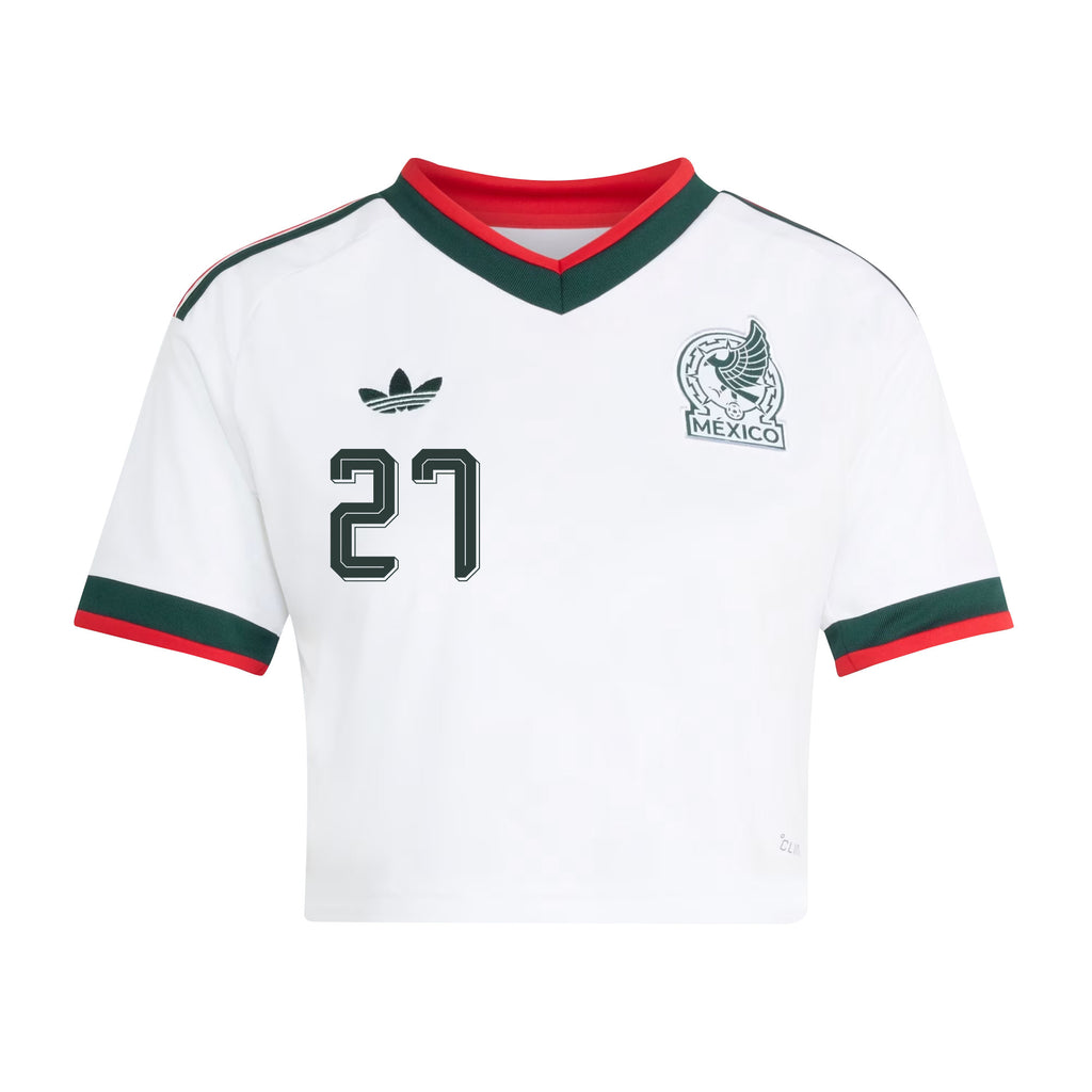 Richard Ledezma 27 Mexico 2026 Away Women's Cropped Jersey - White