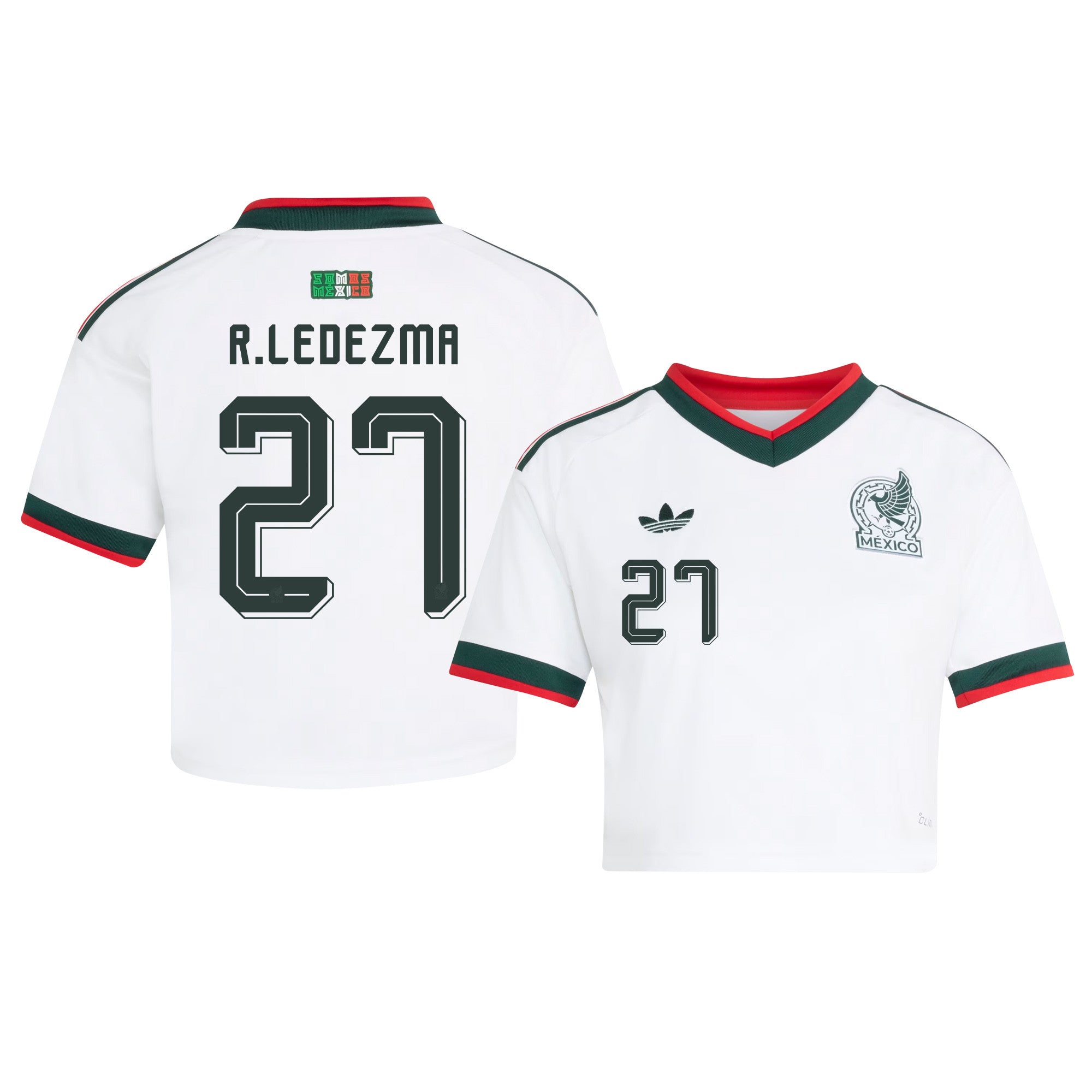 Richard Ledezma 27 Mexico 2026 Away Women's Cropped Jersey - White