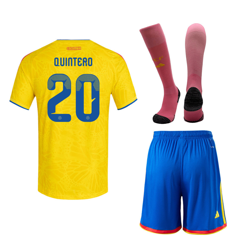 Juan Fernando Quintero 20 Colombia 2026 Home Men Kit Set – Yellow