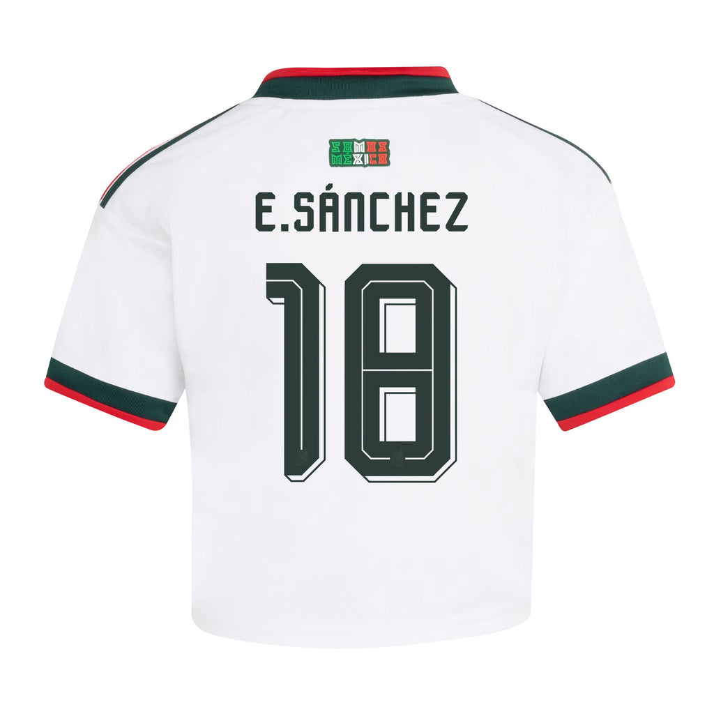 Érick Sánchez 18 Mexico 2026 Away Women's Cropped Jersey - White
