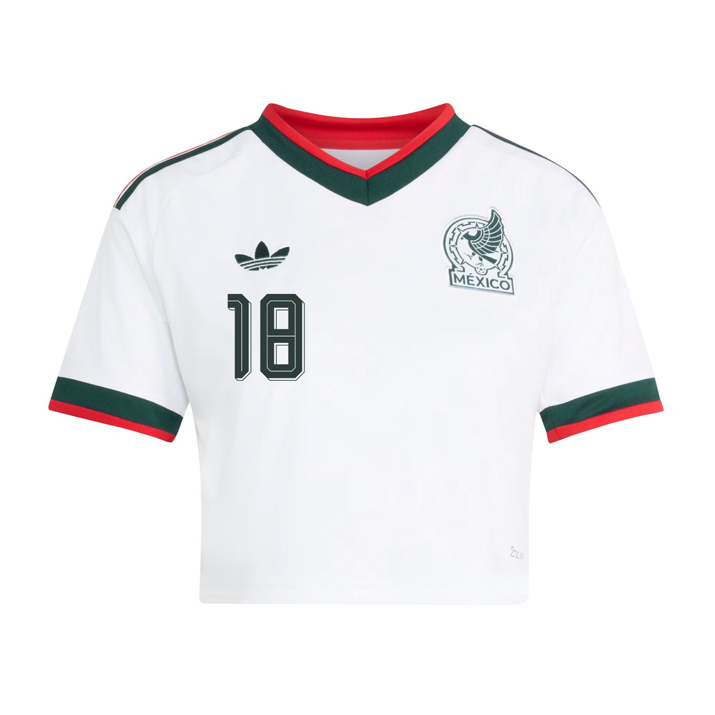 Érick Sánchez 18 Mexico 2026 Away Women's Cropped Jersey - White