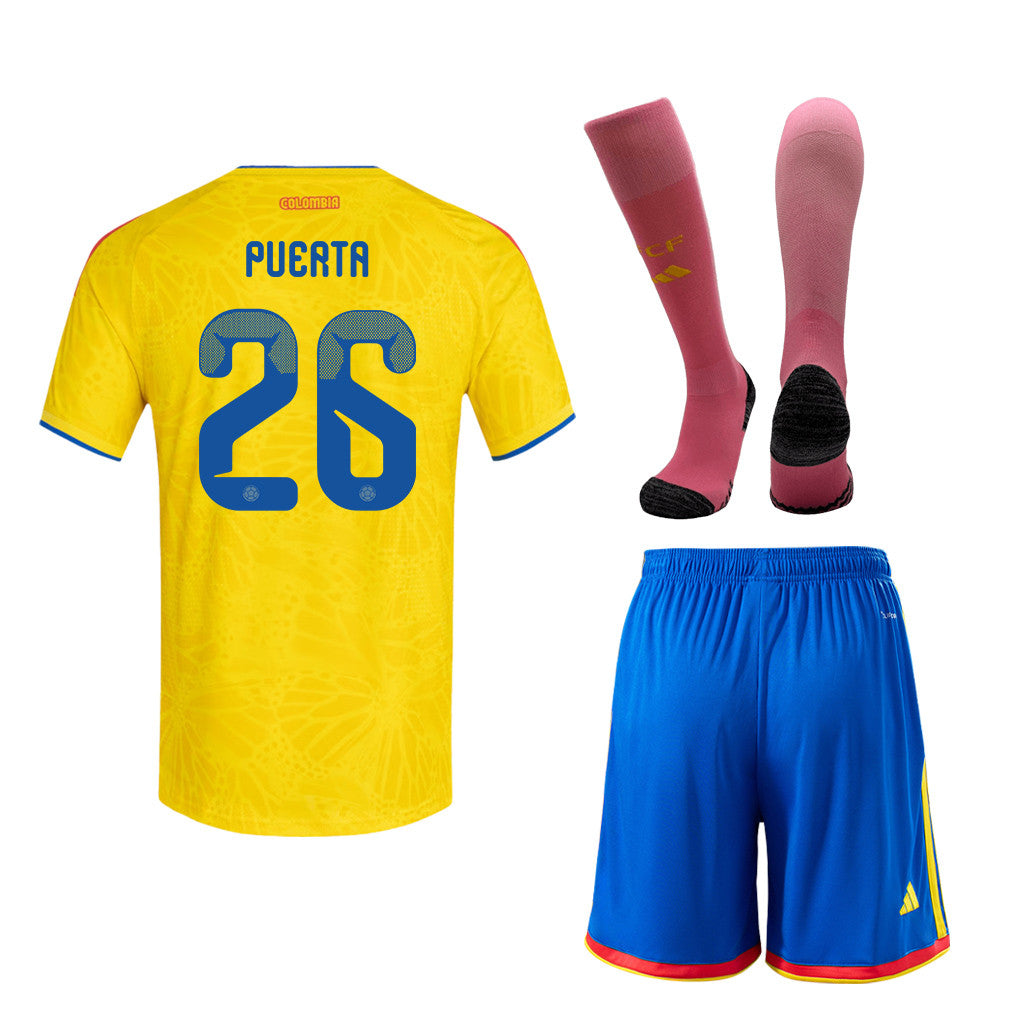 Gustavo Puerta 26 Colombia 2026 Home Men Kit Set – Yellow