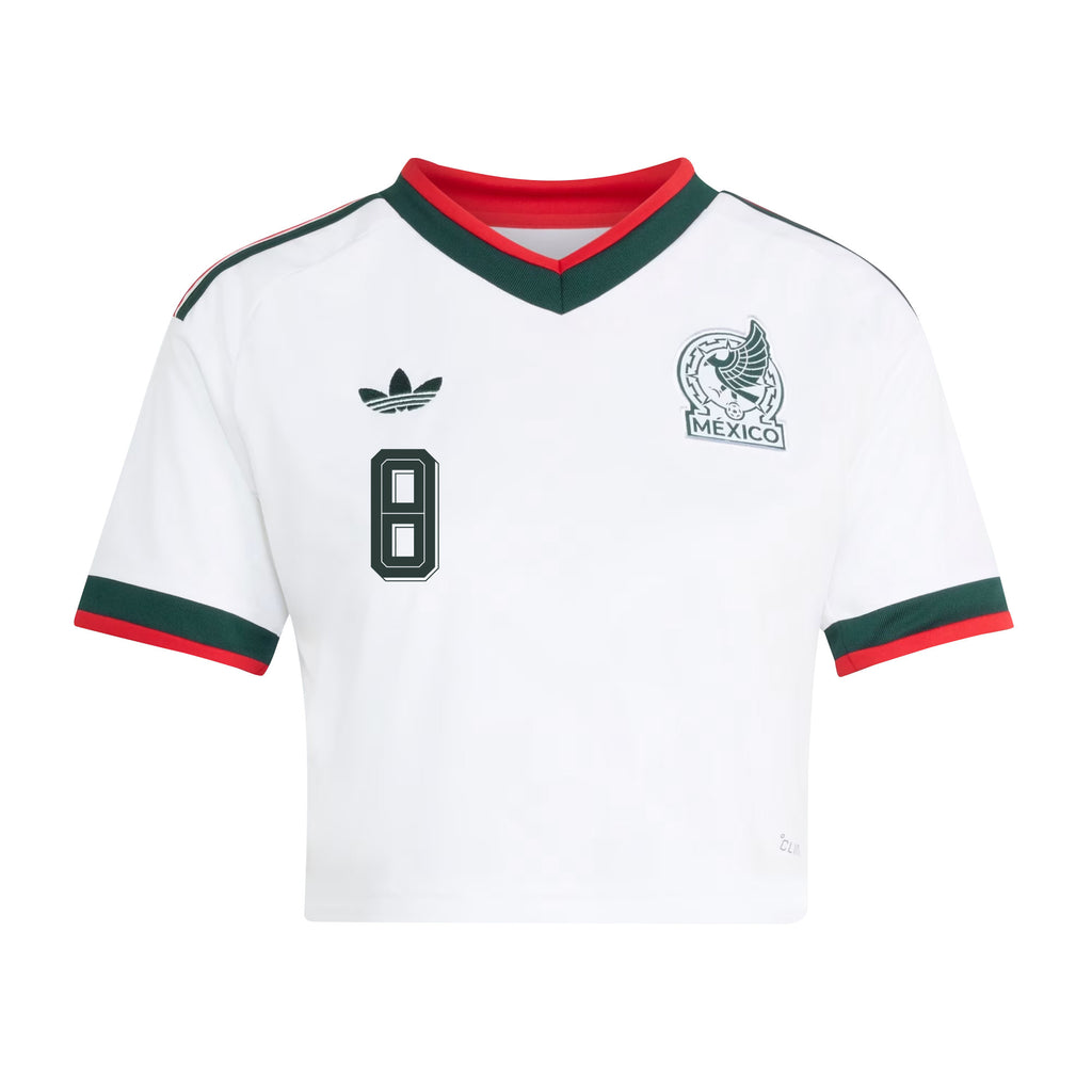 Carlos Rodríguez 8 Mexico 2026 Away Women's Cropped Jersey - White