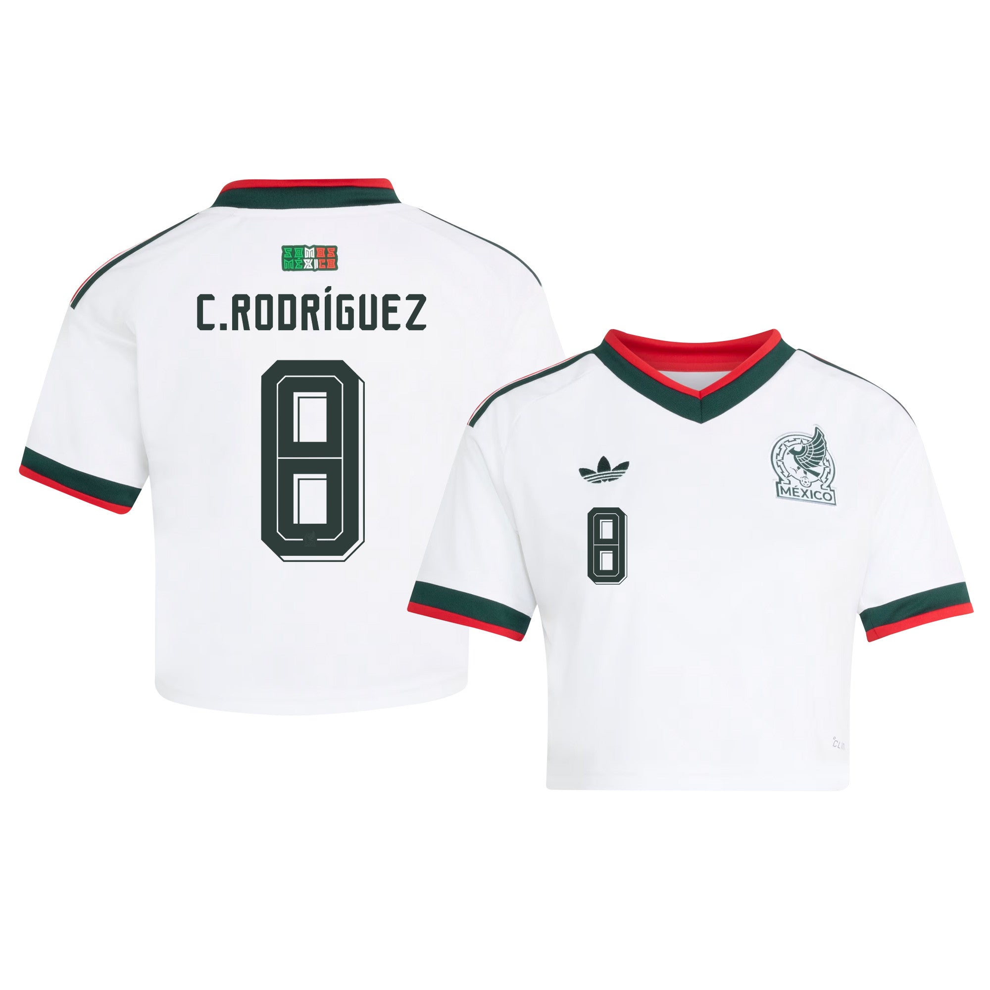 Carlos Rodríguez 8 Mexico 2026 Away Women's Cropped Jersey - White