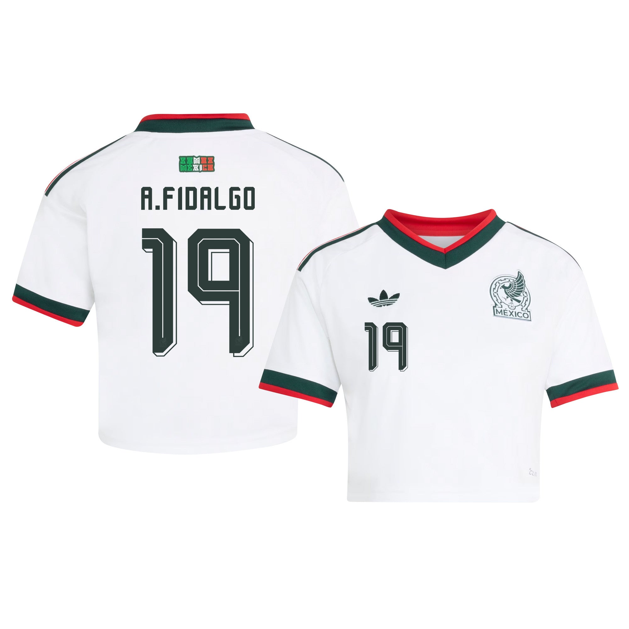 Álvaro Fidalgo 19 Mexico 2026 Away Women's Cropped Jersey - White