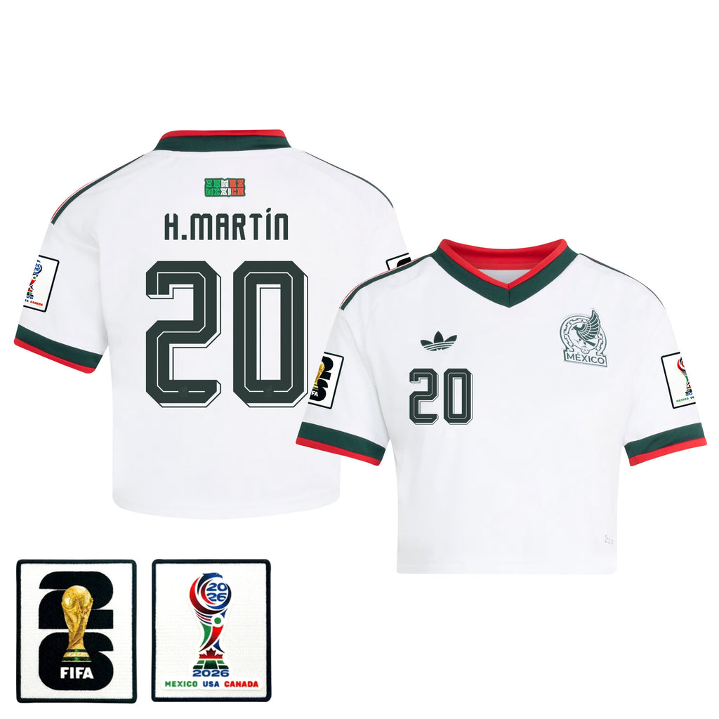 Henry Martín 20 Mexico 2026 Away Women's Cropped Jersey - White