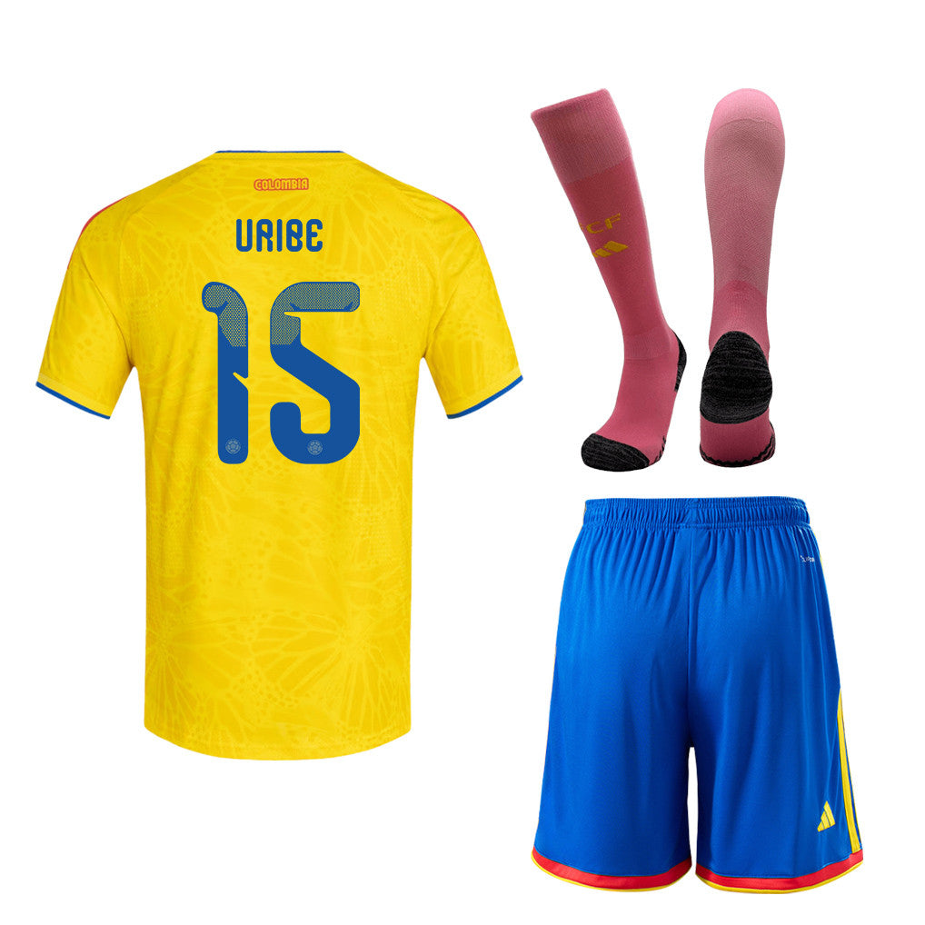 Mateus Uribe 15 Colombia 2026 Home Men Kit Set – Yellow