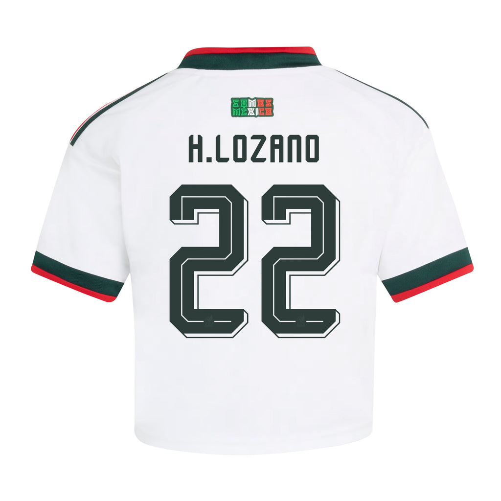 Hirving Lozano 22 Mexico 2026 Away Women's Cropped Jersey - White