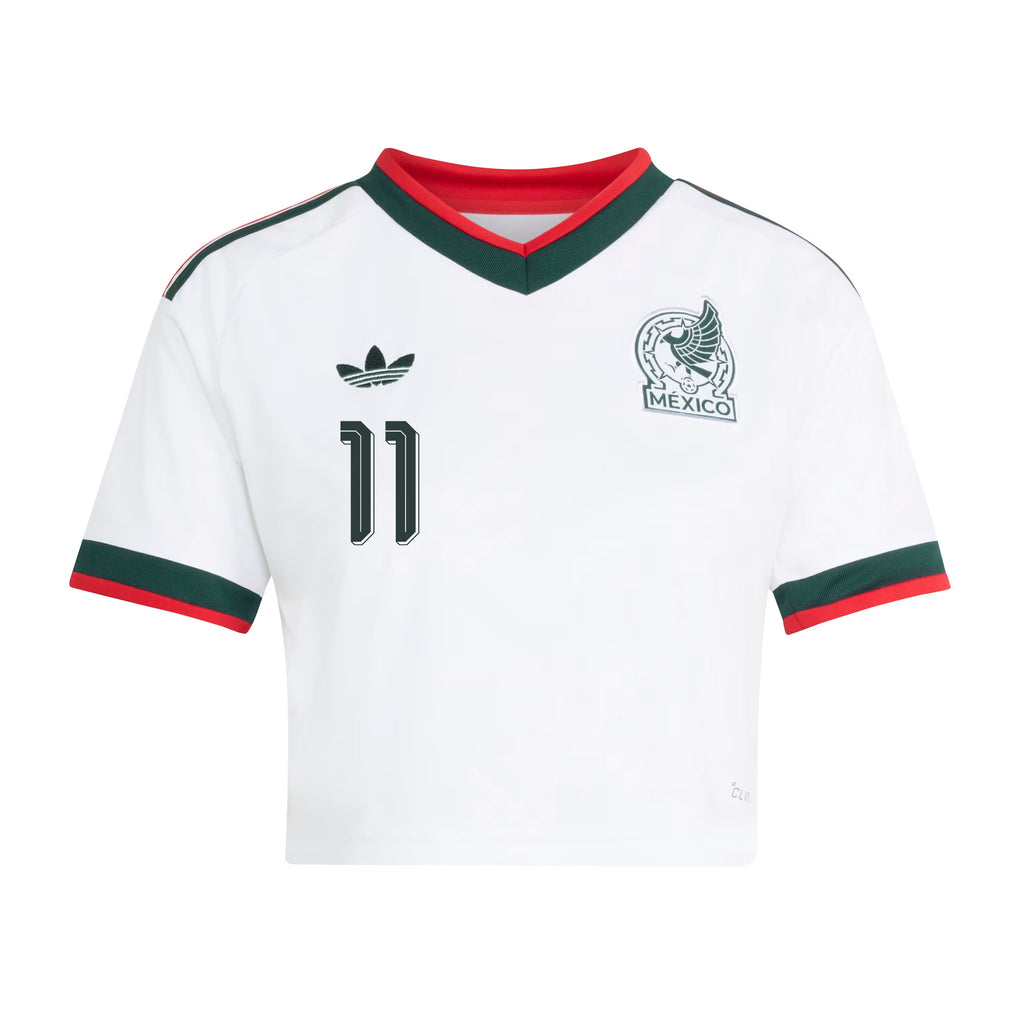 Santiago Giménez 11 Mexico 2026 Away Women's Cropped Jersey - White