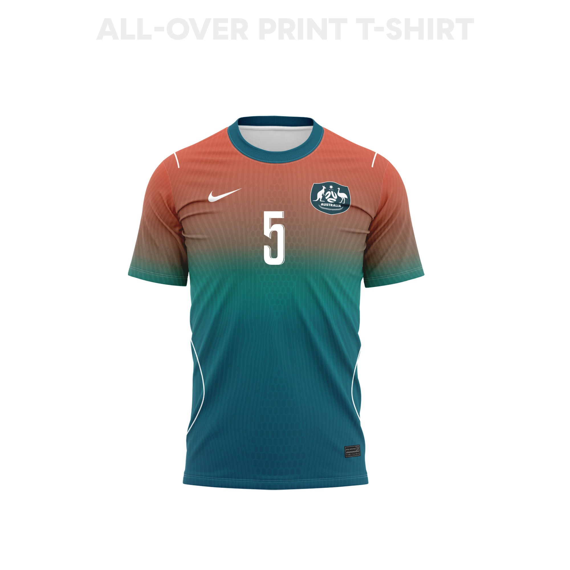 Jordan Bos 5 Australia 2026 Away 3D T-Shirt Fully Printed – Unisex, Teal