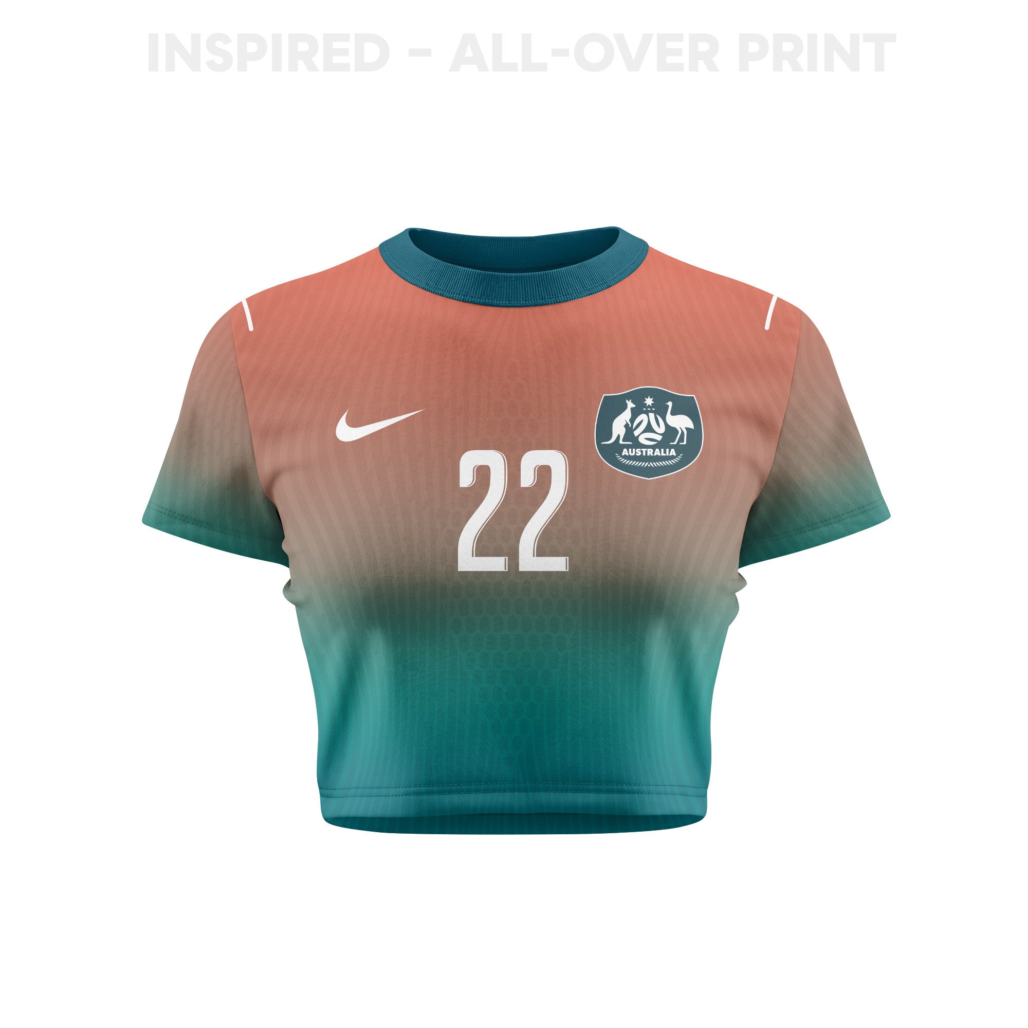 Jackson Irvine 22 Australia 2026 Women's Away All-Over Print Cropped Jersey - Green