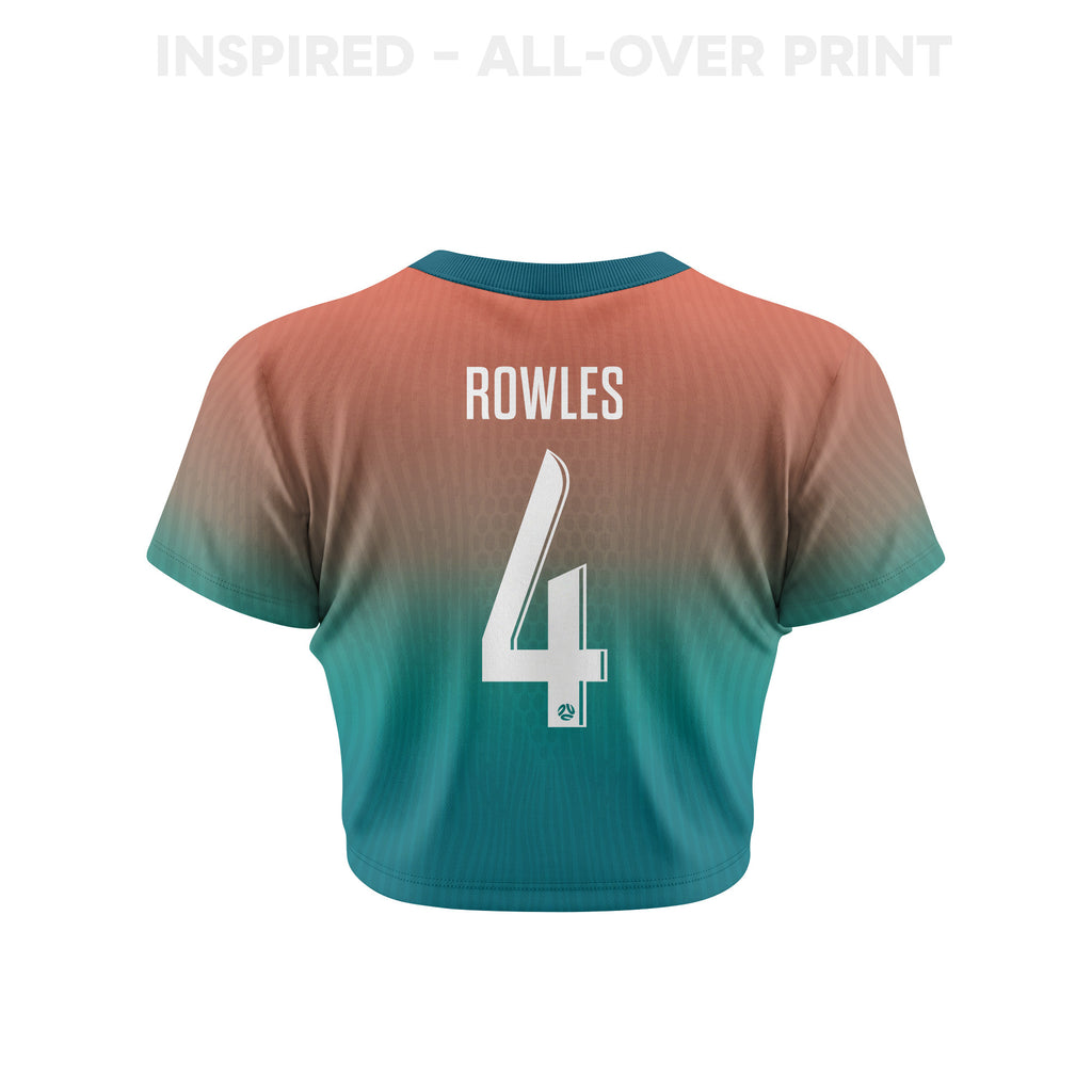 Kye Rowles 4 Australia 2026 Women's Away All-Over Print Cropped Jersey - Green