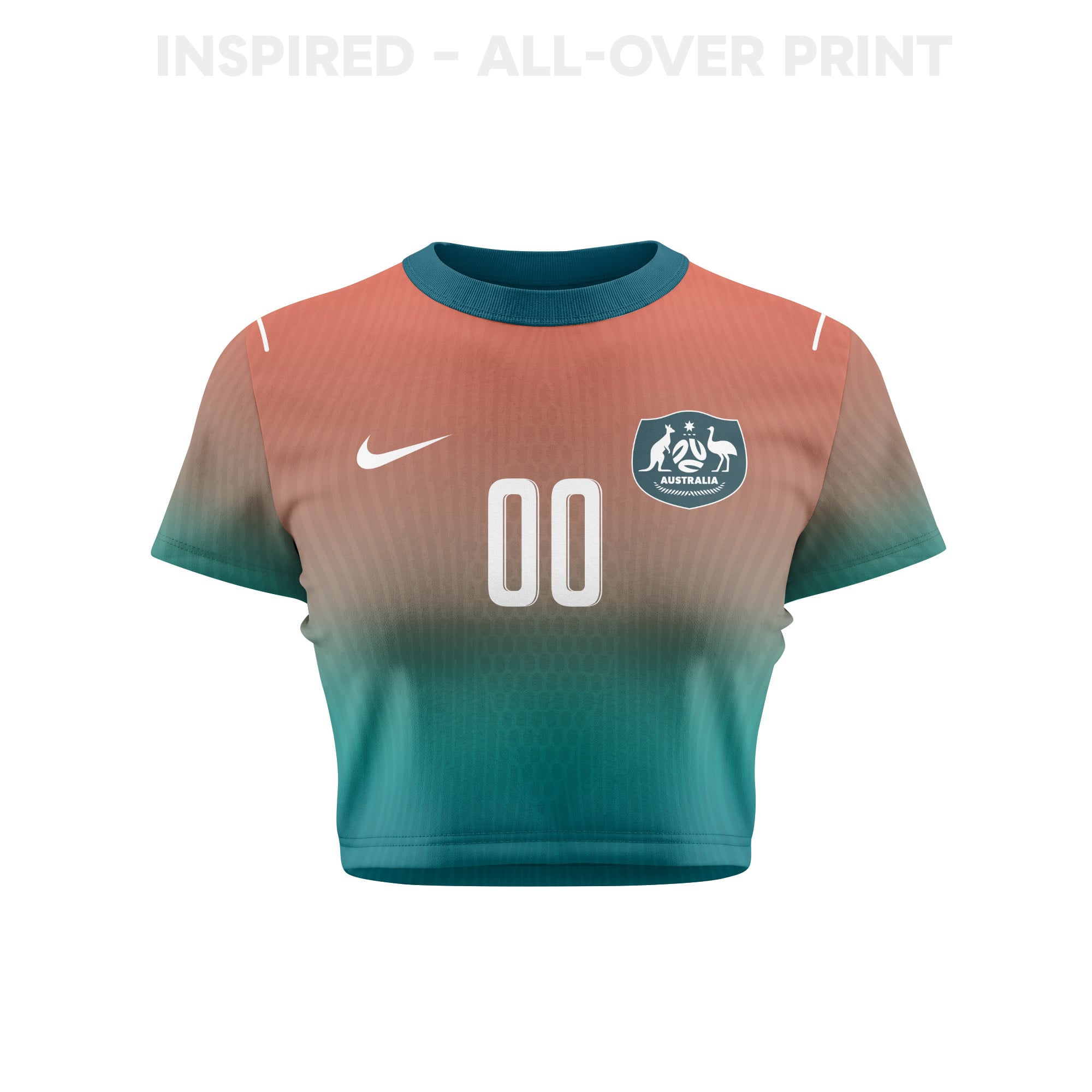 Australia 2026 Women's Away All-Over Print Cropped Jersey - Personalized - Green