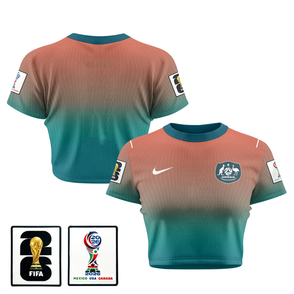 Australia 2026 Women's Away All-Over Print Cropped Jersey - Green