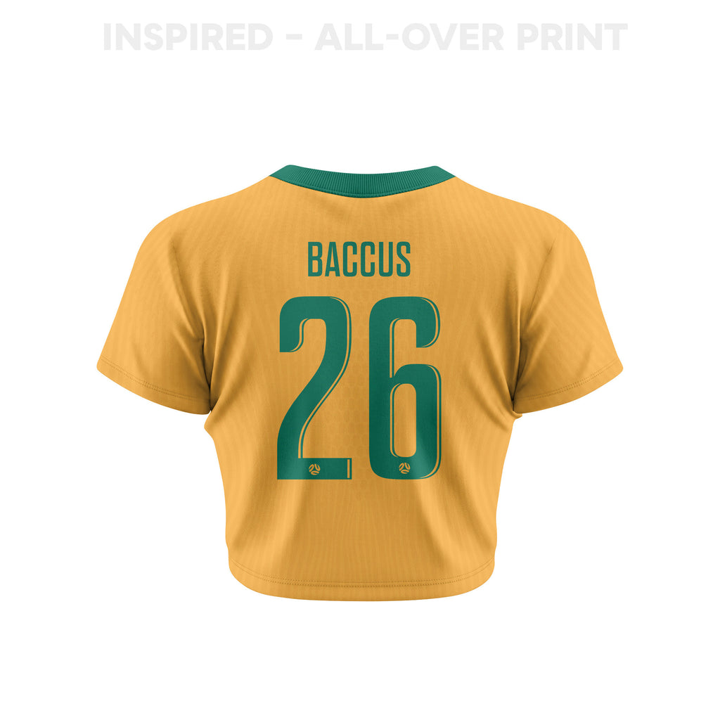 Keanu Baccus 26 Australia 2026 Women's Home All-Over Print Cropped Jersey - Yellow