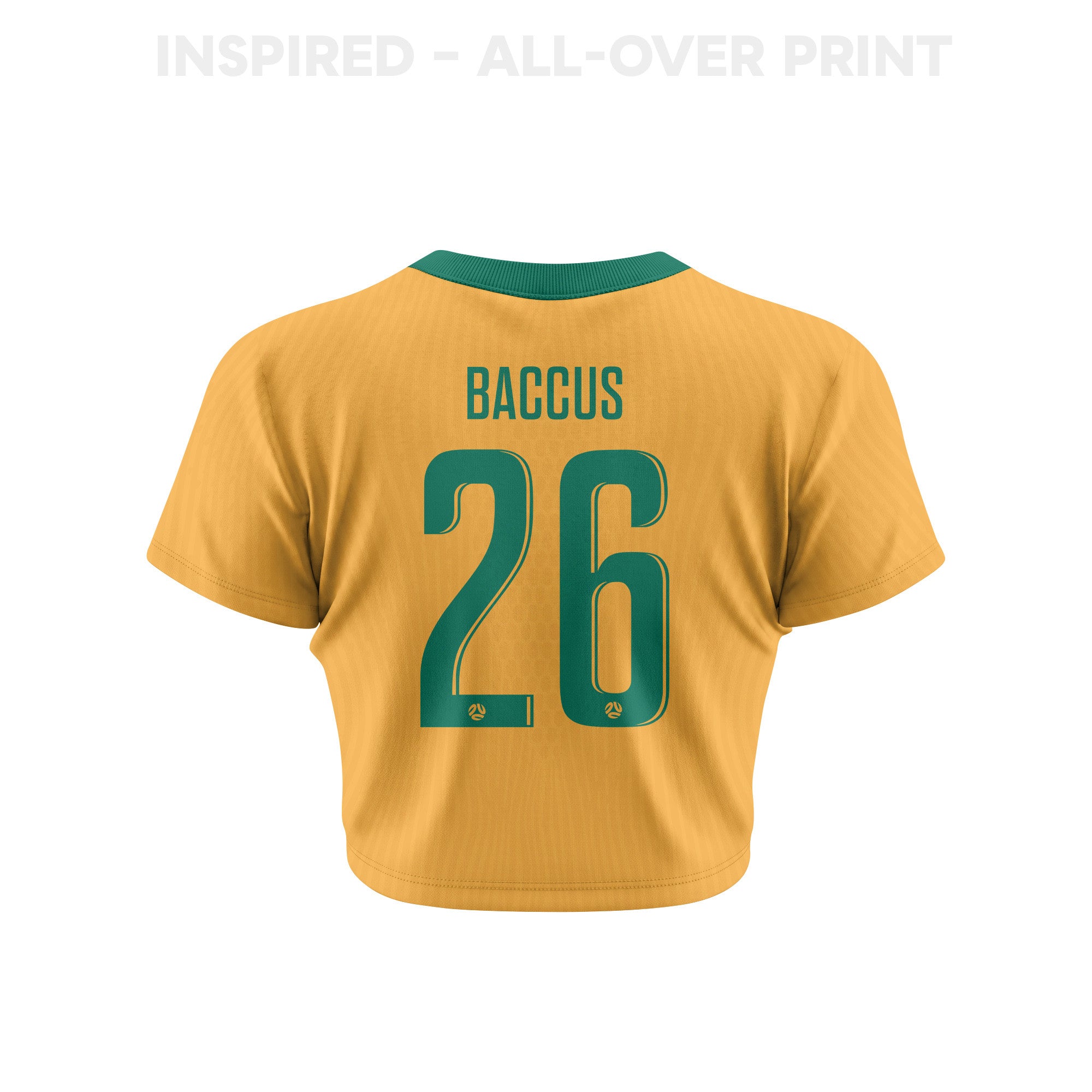 Keanu Baccus 26 Australia 2026 Women's Home All-Over Print Cropped Jersey - Yellow