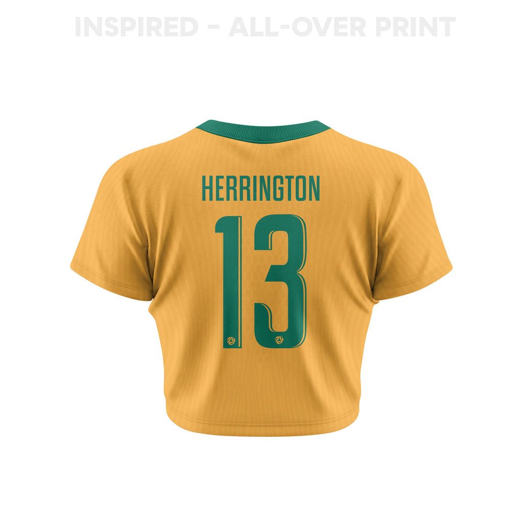 Lucas Herrington 13 Australia 2026 Women's Home All-Over Print Cropped Jersey - Yellow