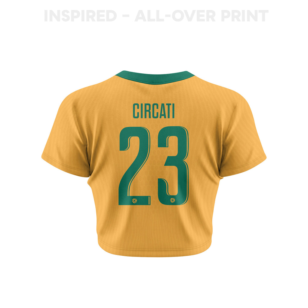 Alessandro Circati 23 Australia 2026 Women's Home All-Over Print Cropped Jersey - Yellow