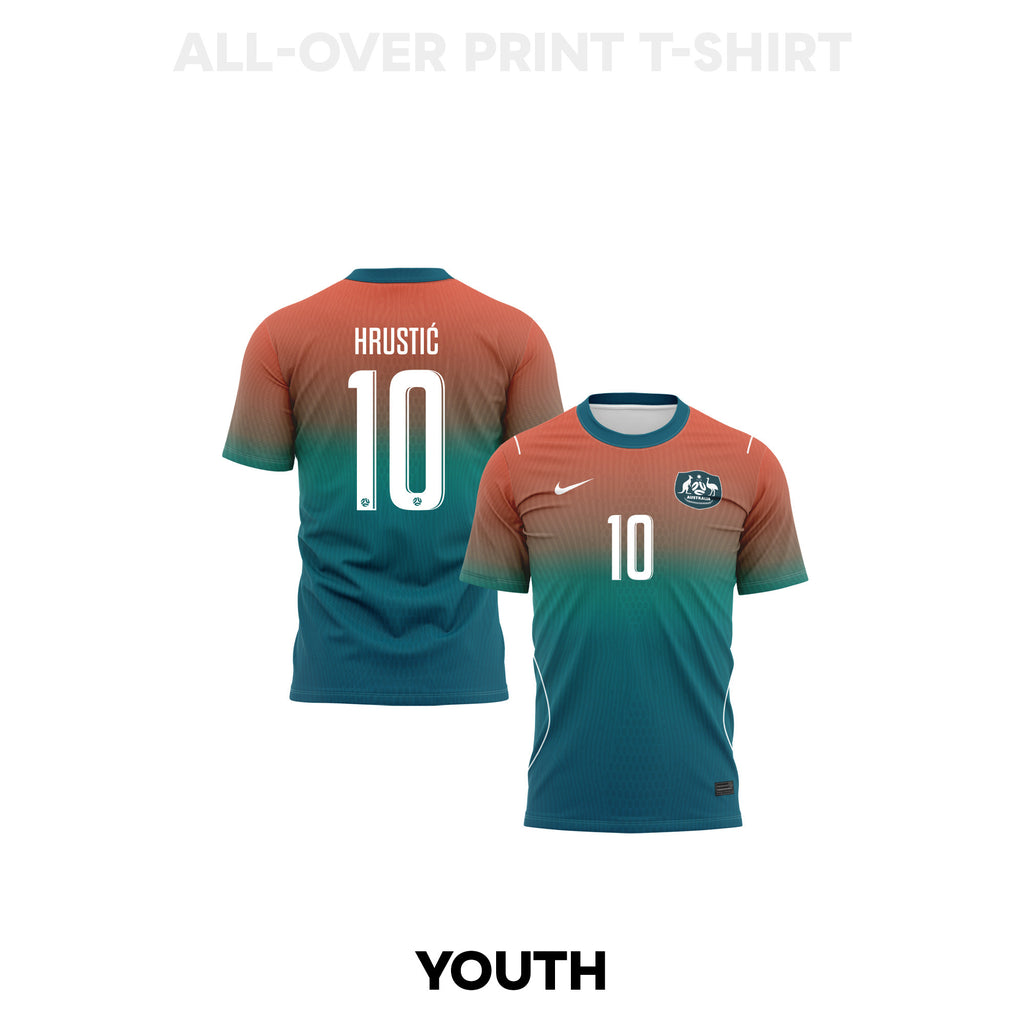 Ajdin Hrustić 10 Youth Australia 2026 Away 3D T-shirt Fully Printed – Teal