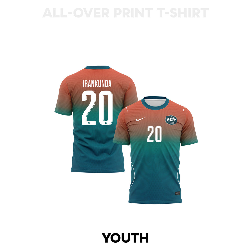Nestory Irankunda 20 Youth Australia 2026 Away 3D T-shirt Fully Printed – Teal