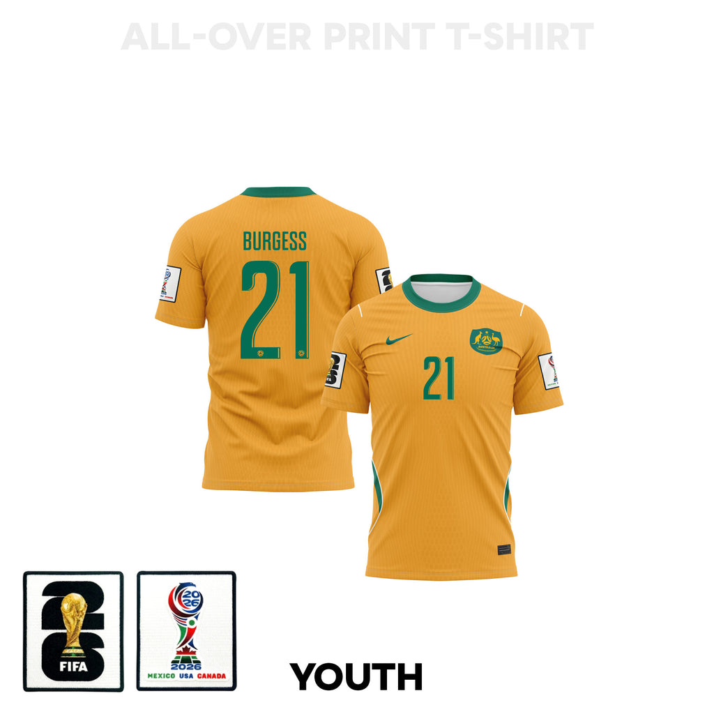 Cameron Burgess 21 Youth Australia 2026 Home 3D T-shirt Fully Printed – Yellow