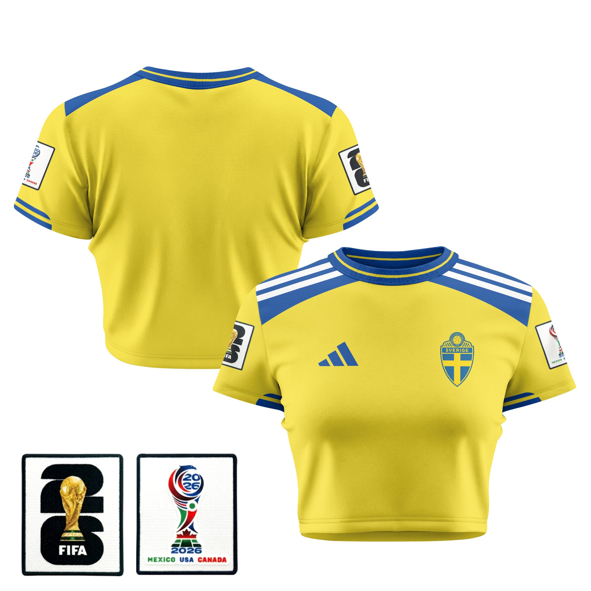 Sweden 2026 Women's Home All-Over Print Cropped Jersey - Yellow
