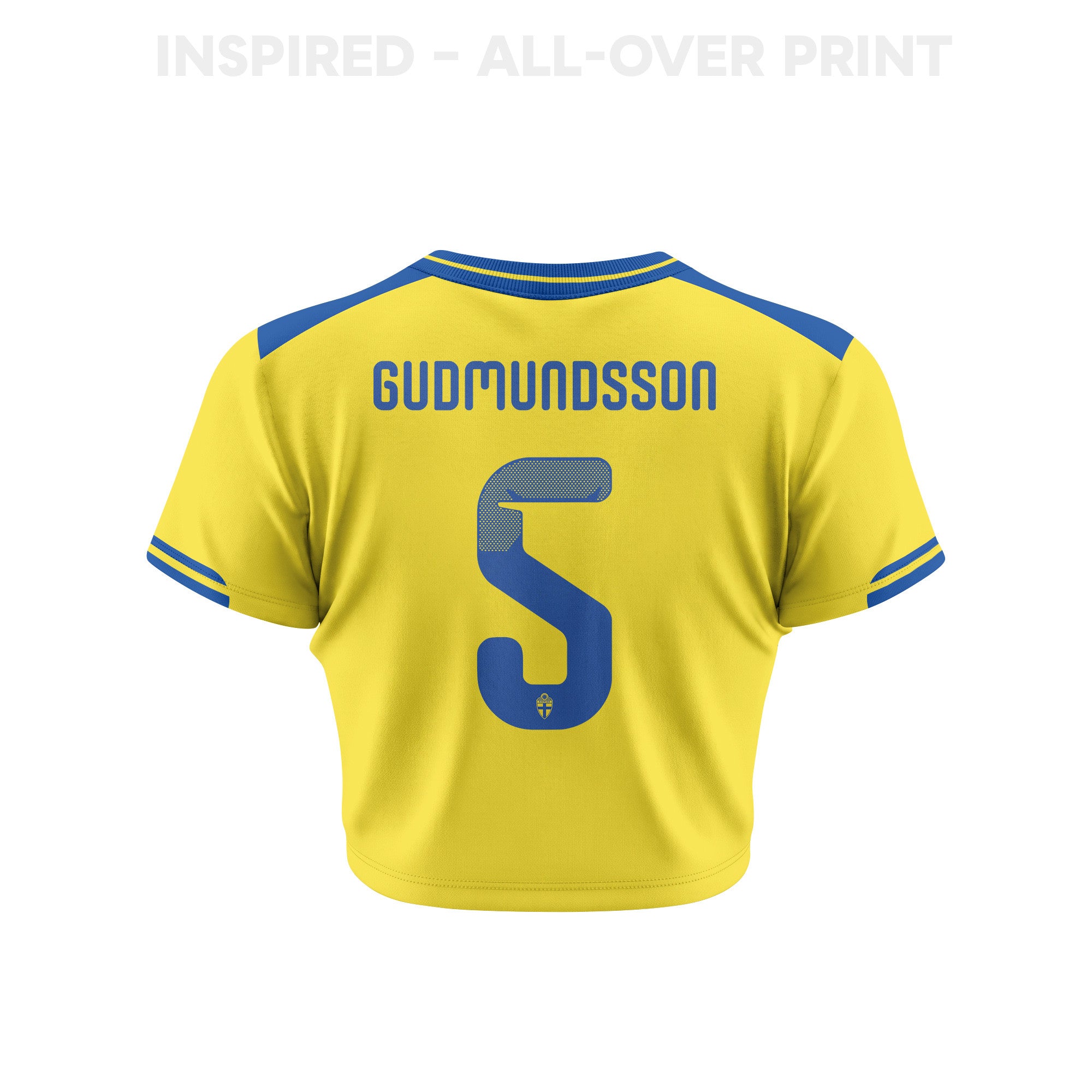 Gabriel Gudmundsson 5 Sweden 2026 Women's Home All-Over Print Cropped Jersey - Yellow
