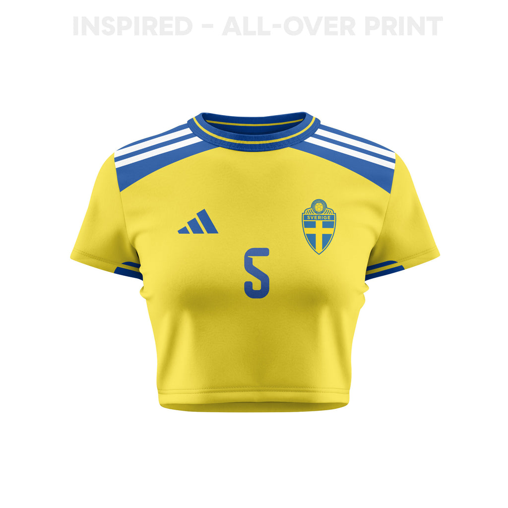 Gabriel Gudmundsson 5 Sweden 2026 Women's Home All-Over Print Cropped Jersey - Yellow
