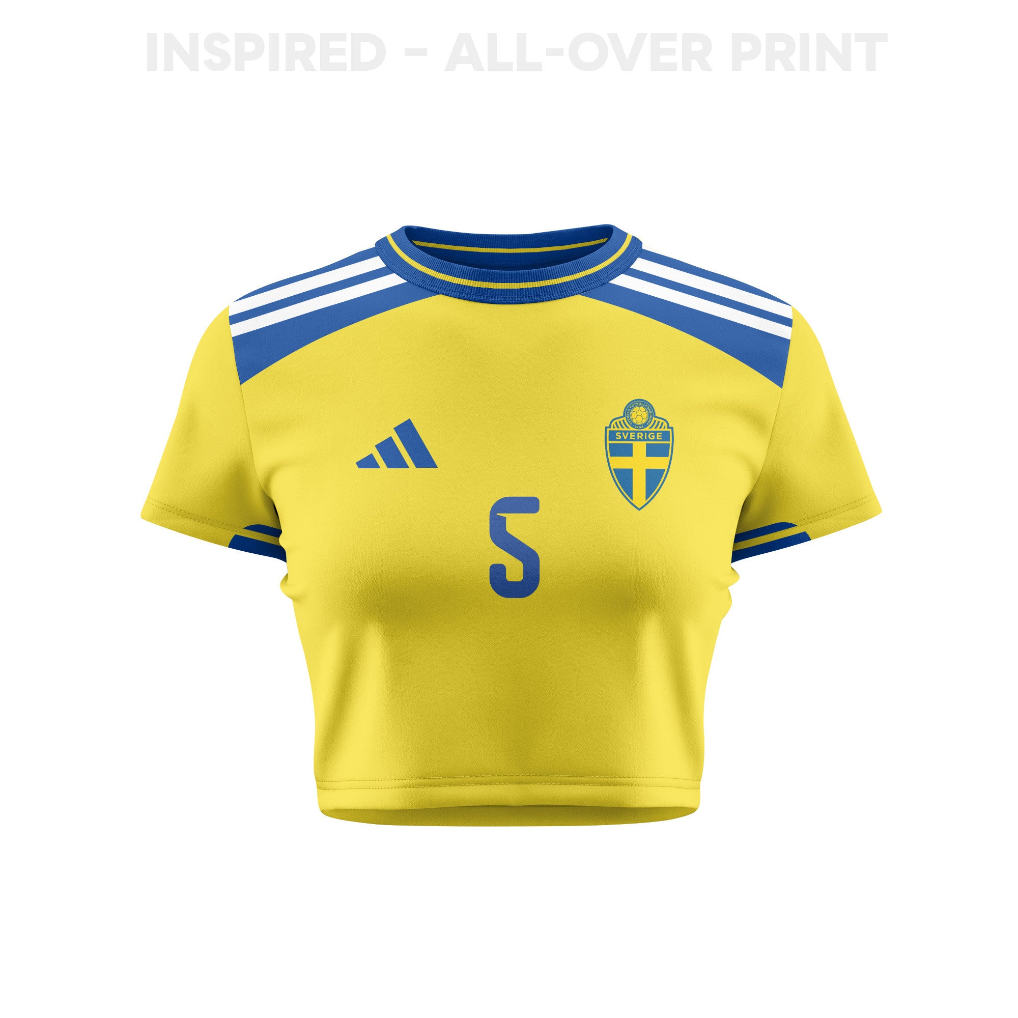 Gabriel Gudmundsson 5 Sweden 2026 Women's Home All-Over Print Cropped Jersey - Yellow