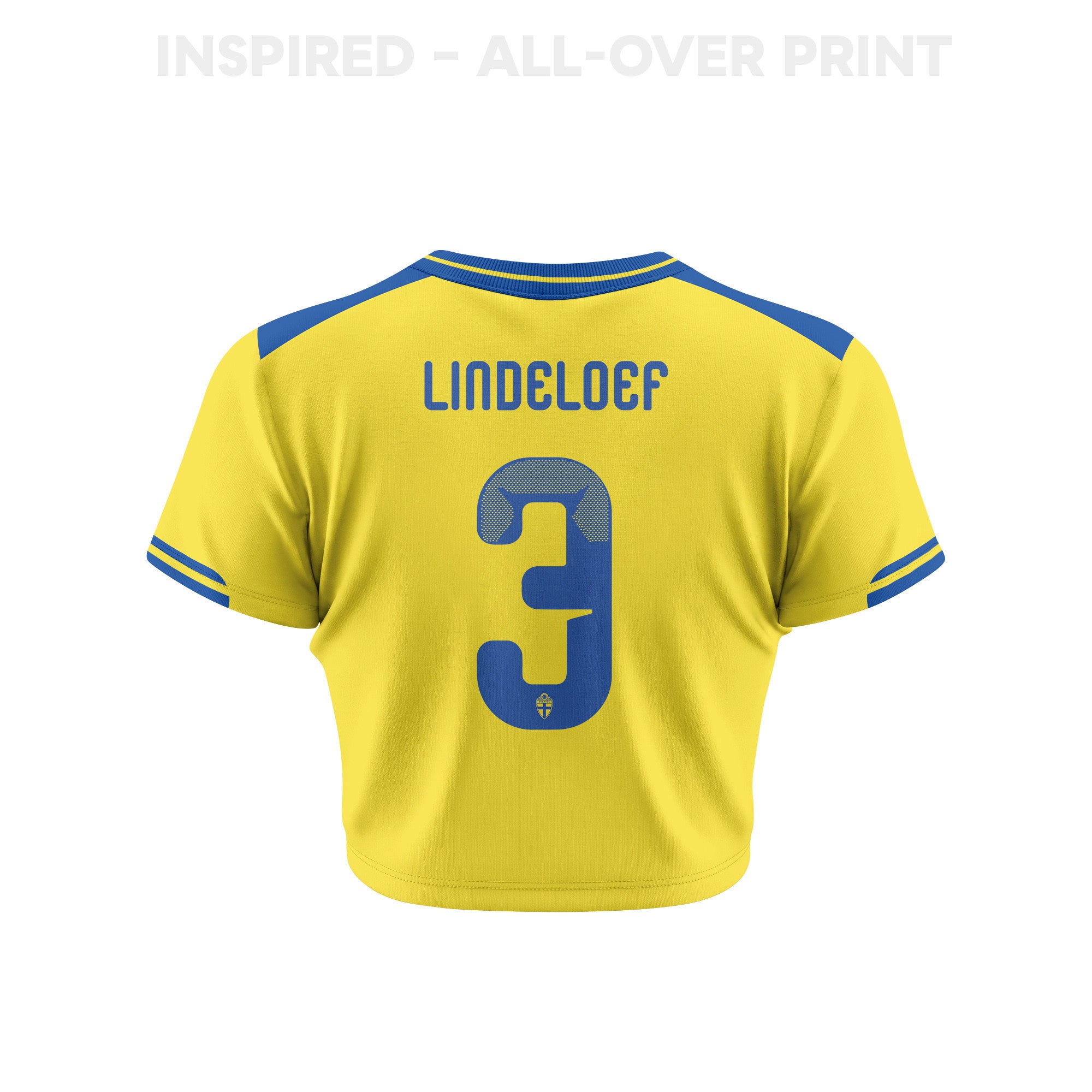 Victor Lindeloef 3 Sweden 2026 Women's Home All-Over Print Cropped Jersey - Yellow