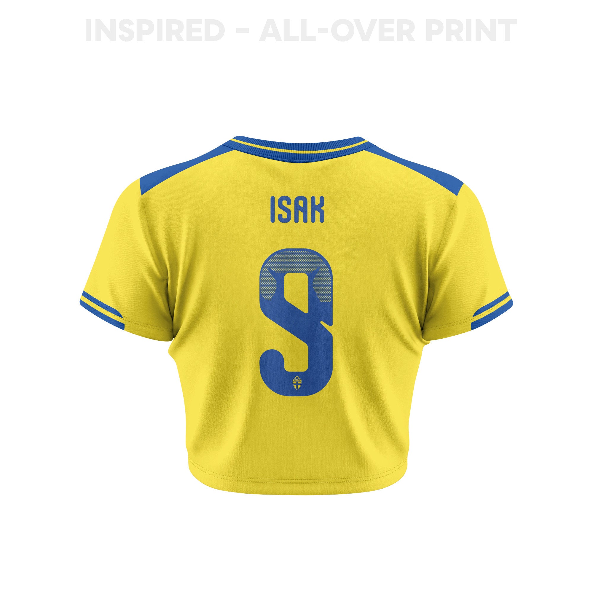 Alexander  Isak 9 Sweden 2026 Women's Home All-Over Print Cropped Jersey - Yellow