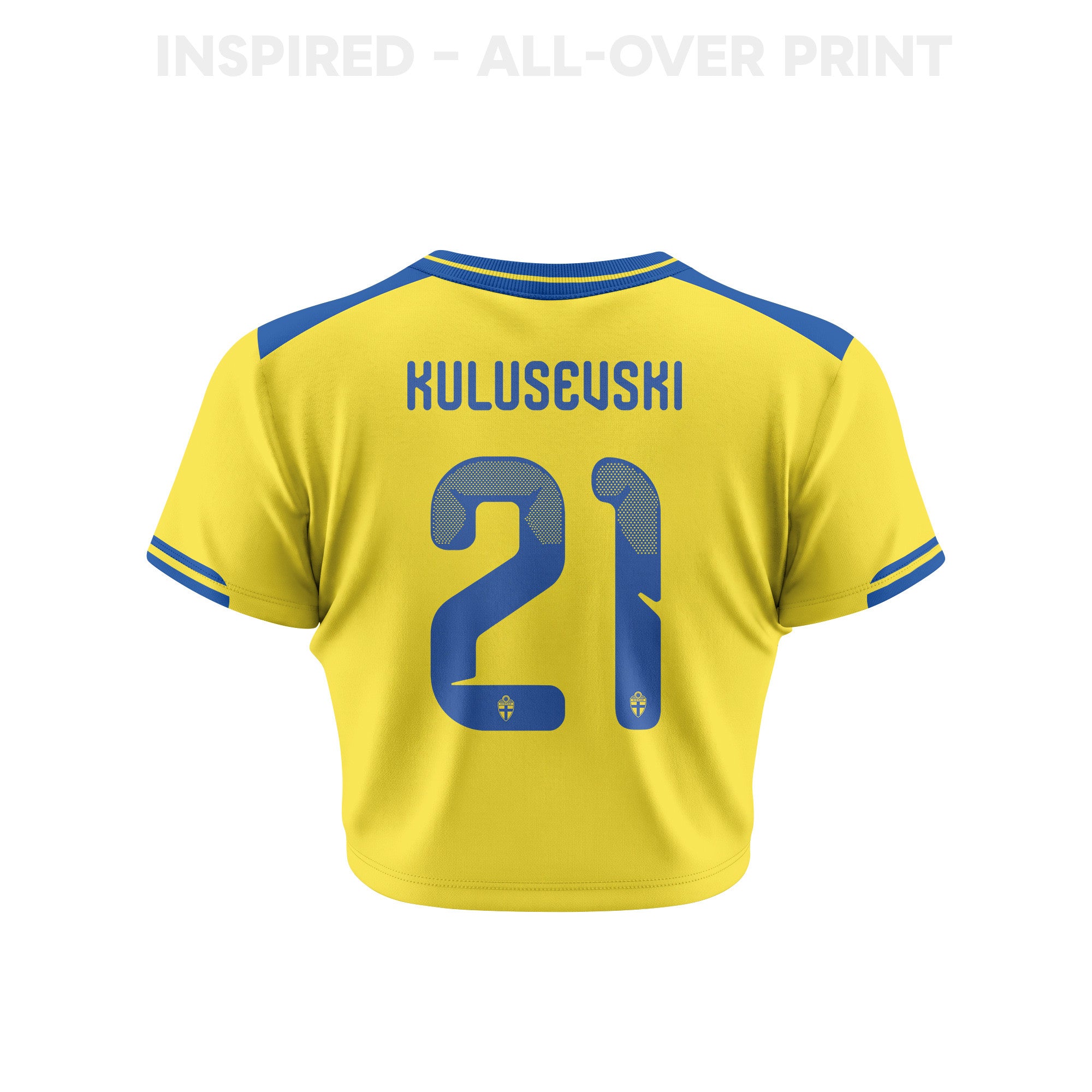 Dejan  Kulusevski 21 Sweden 2026 Women's Home All-Over Print Cropped Jersey - Yellow