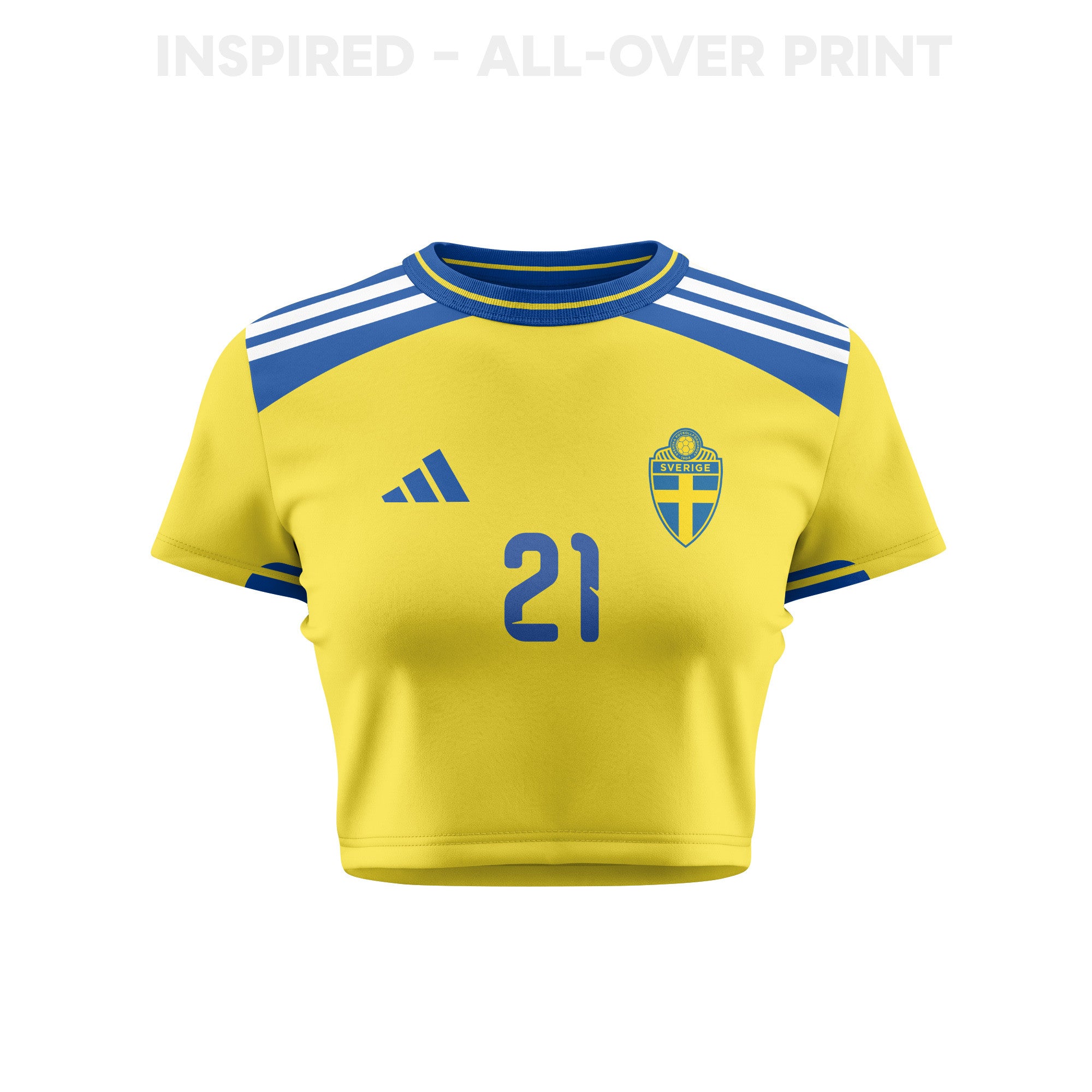 Dejan  Kulusevski 21 Sweden 2026 Women's Home All-Over Print Cropped Jersey - Yellow