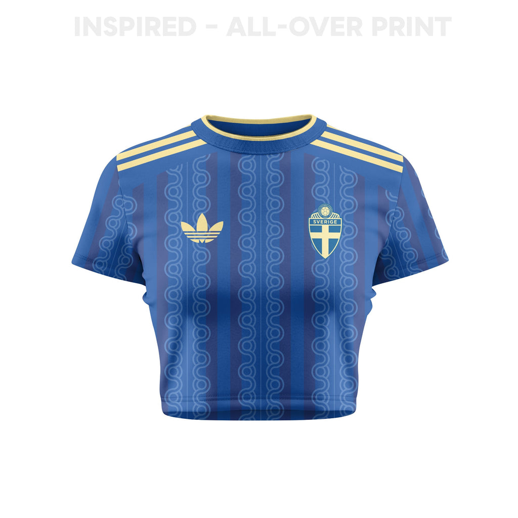 Sweden 2026 Women's Away All-Over Print Cropped Jersey - Blue