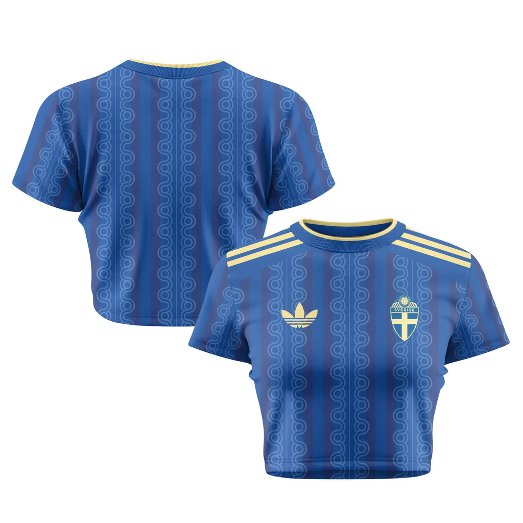 Sweden 2026 Women's Away All-Over Print Cropped Jersey - Blue