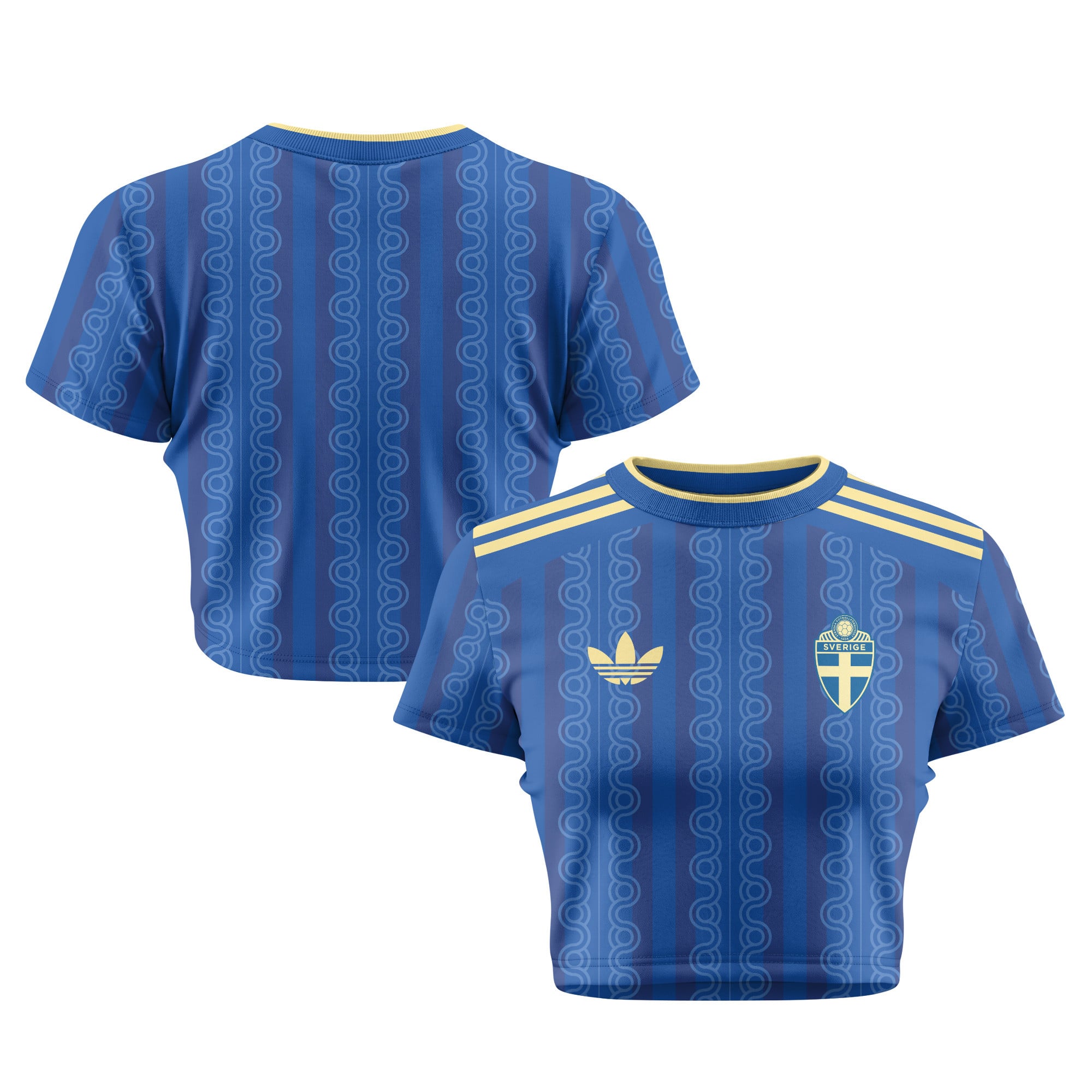 Sweden 2026 Women's Away All-Over Print Cropped Jersey - Blue