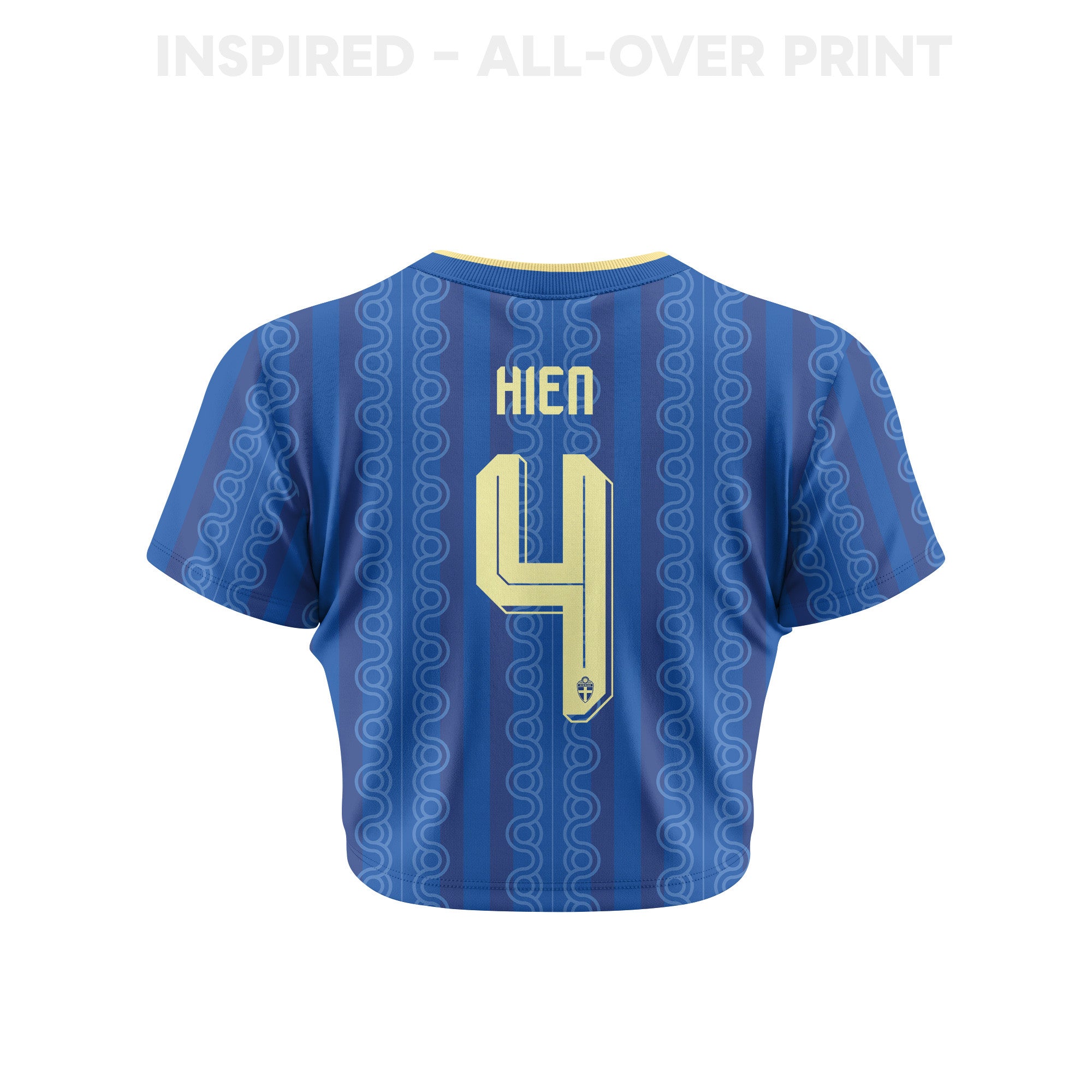 Isak Hien 4 Sweden 2026 Women's Away All-Over Print Cropped Jersey - Blue