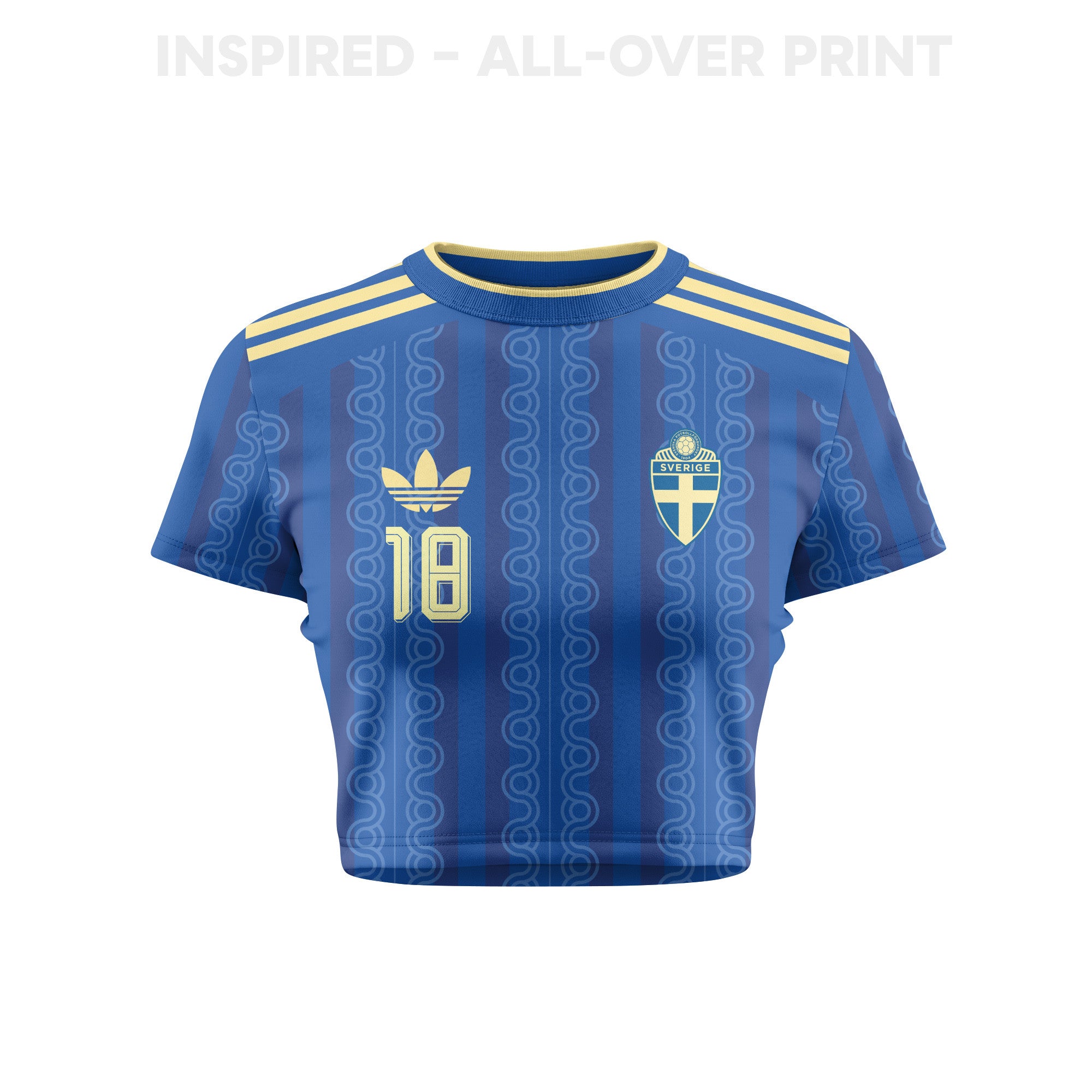 Yasin Ayari 18 Sweden 2026 Women's Away All-Over Print Cropped Jersey - Blue