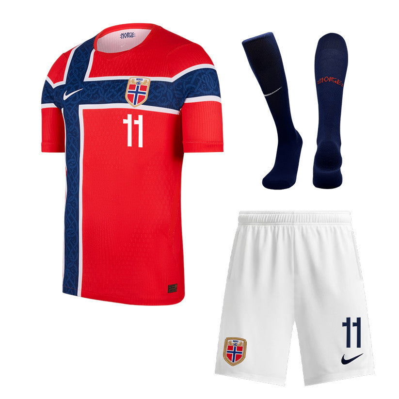 Joergen Strand Larsen 11 Norway 2026 Home Men Kit Set – Red