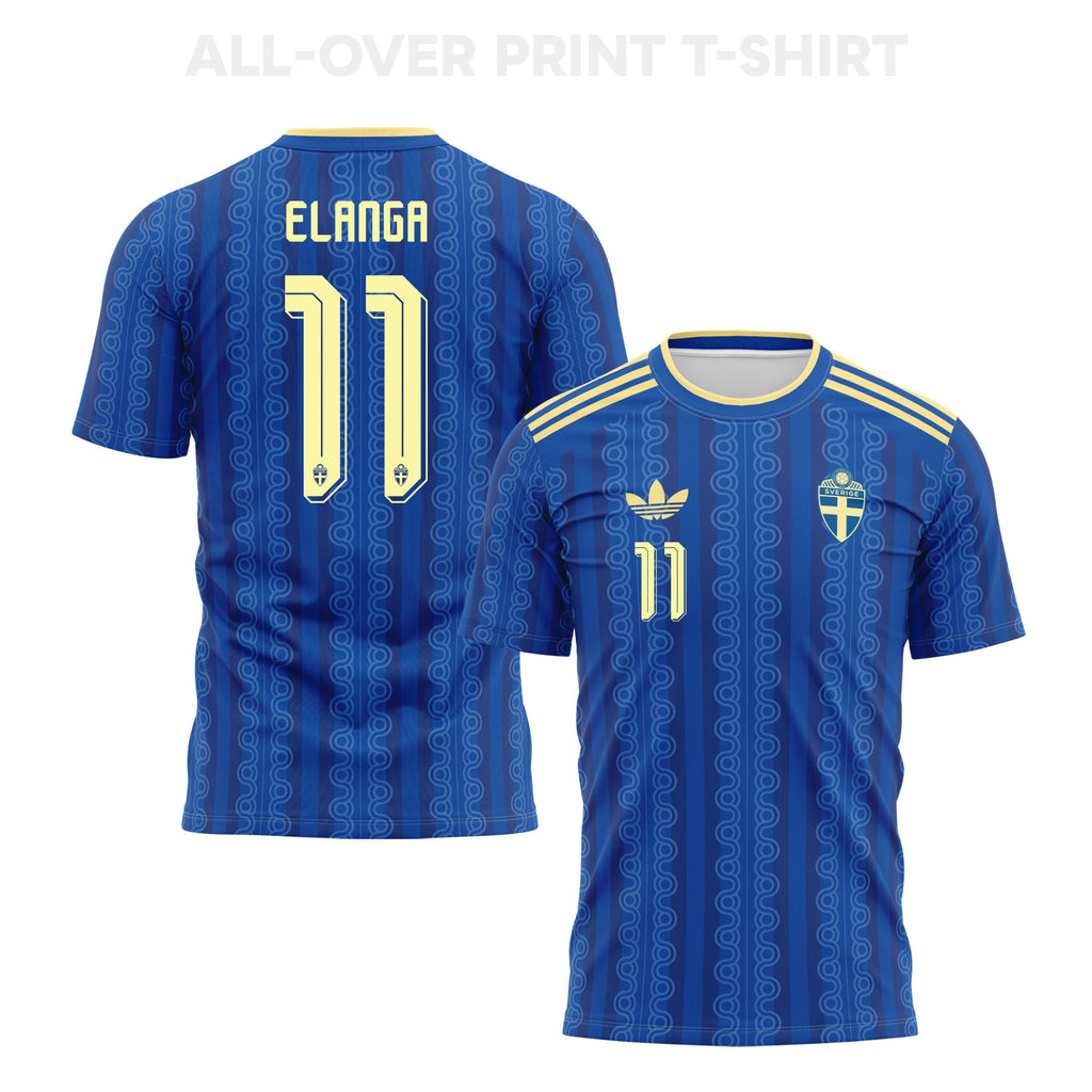Anthony Elanga 11 Sweden 2026 Away 3D T-Shirt Fully Printed – Unisex, Blue