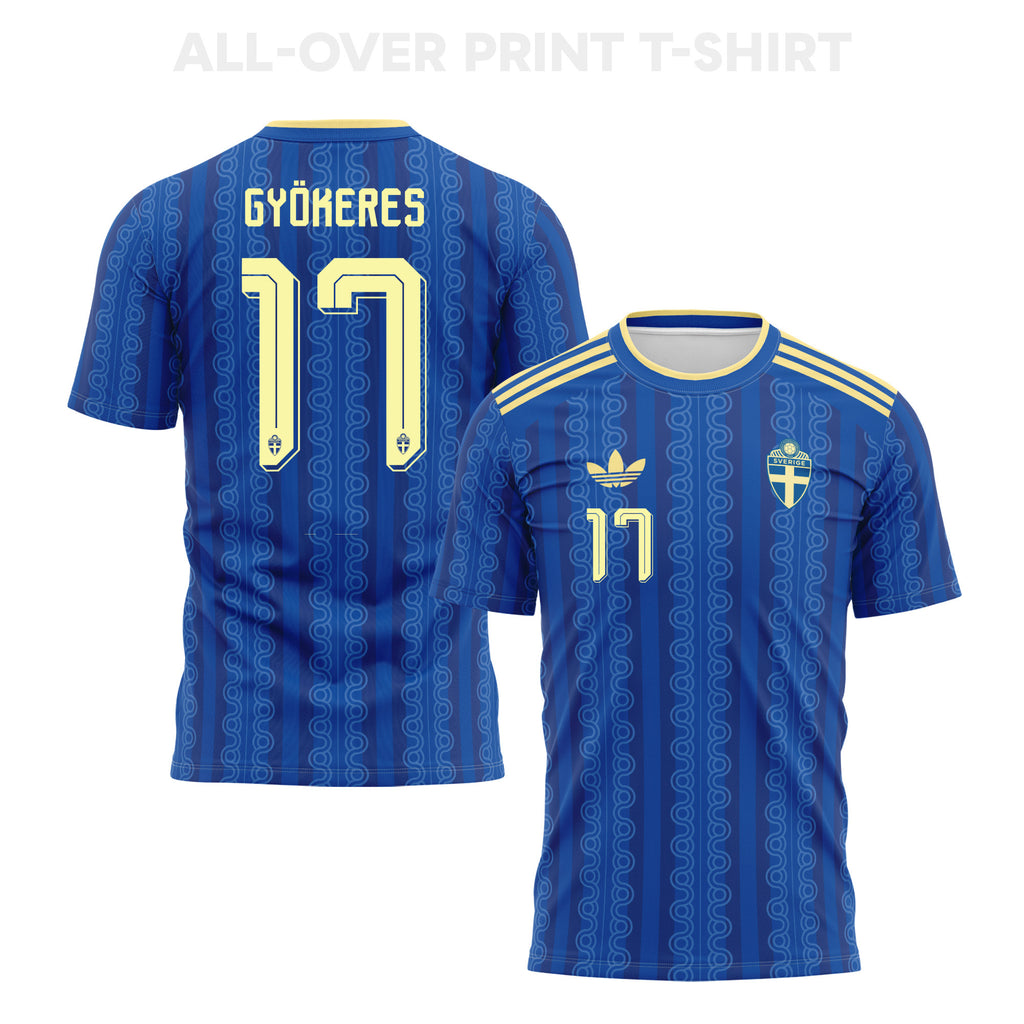 Viktor Gyoekeres 17 Sweden 2026 Away 3D T-Shirt Fully Printed – Unisex, Blue
