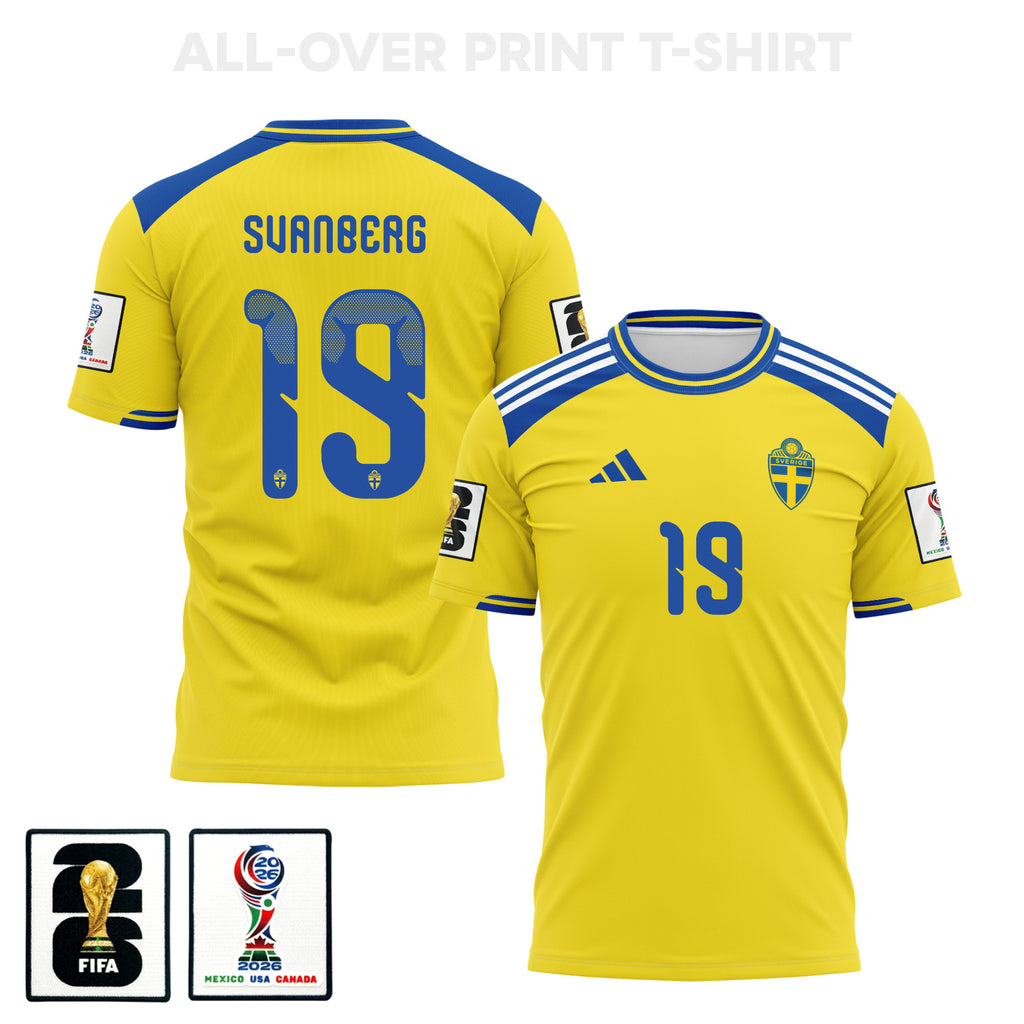 Mattias Svanberg 19 Sweden 2026 Home 3D T-Shirt Fully Printed – Unisex, Yellow