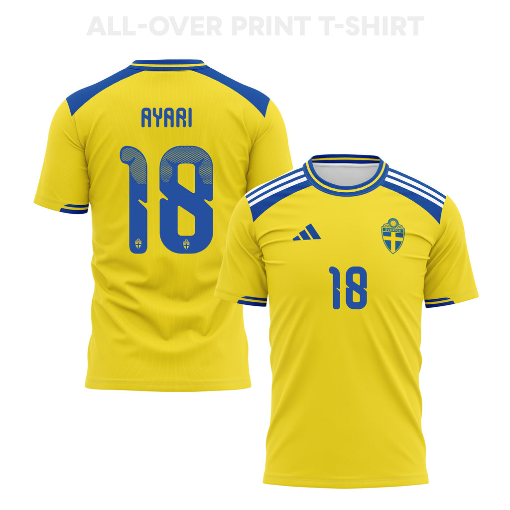 Yasin Ayari 18 Sweden 2026 Home 3D T-Shirt Fully Printed – Unisex, Yellow