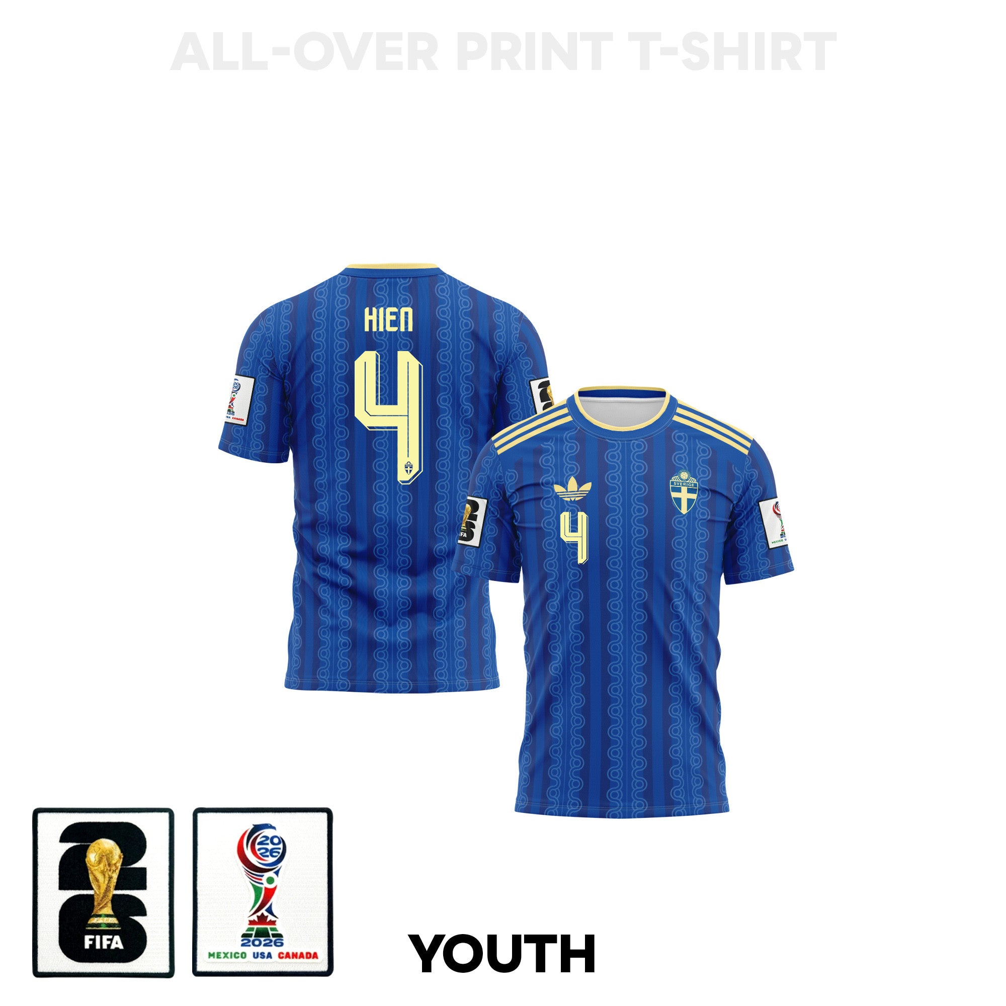 Isak Hien 4 Youth Sweden 2026 Away 3D T-shirt Fully Printed – Blue