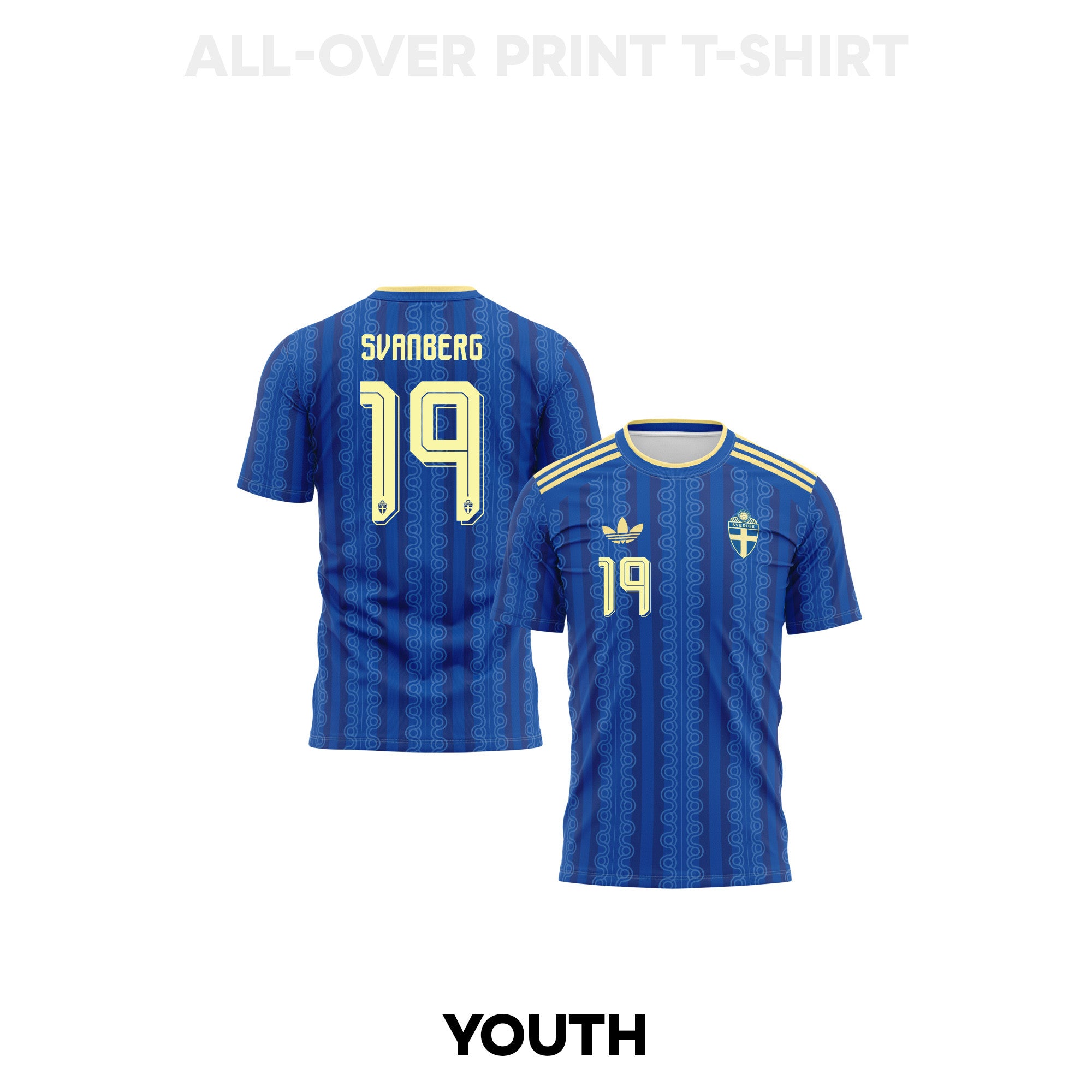 Mattias Svanberg 19 Youth Sweden 2026 Away 3D T-shirt Fully Printed – Blue