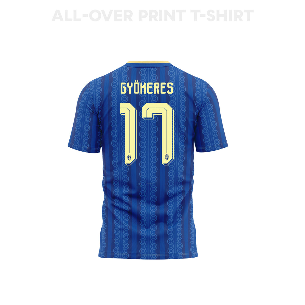 Viktor Gyoekeres 17 Youth Sweden 2026 Away 3D T-shirt Fully Printed – Blue