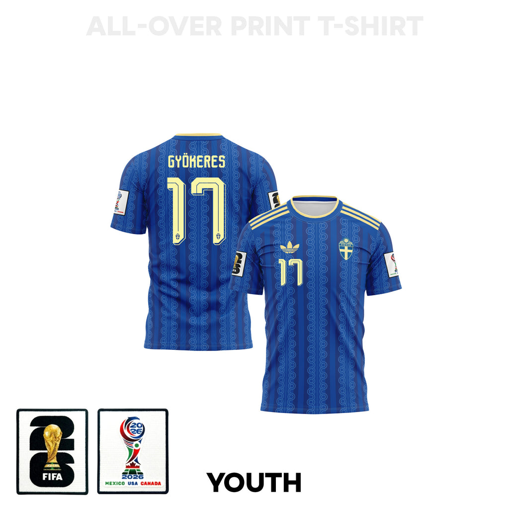 Viktor Gyoekeres 17 Youth Sweden 2026 Away 3D T-shirt Fully Printed – Blue